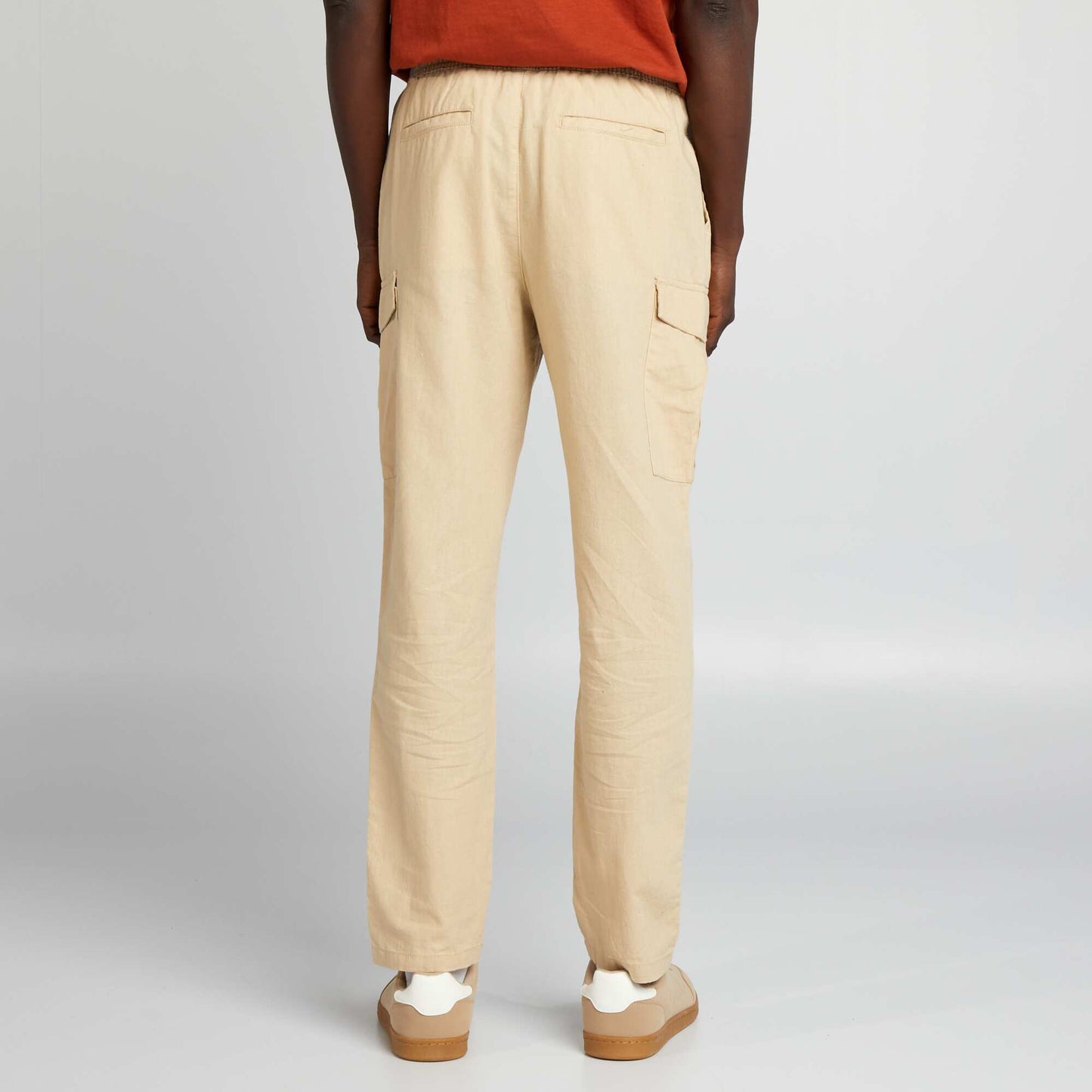 Linen-blend multi-pocket trousers BEIGE