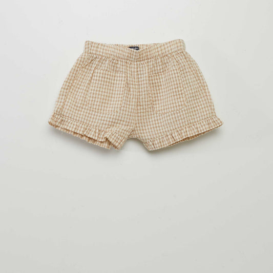 Gingham-style checked shorts BEIGE