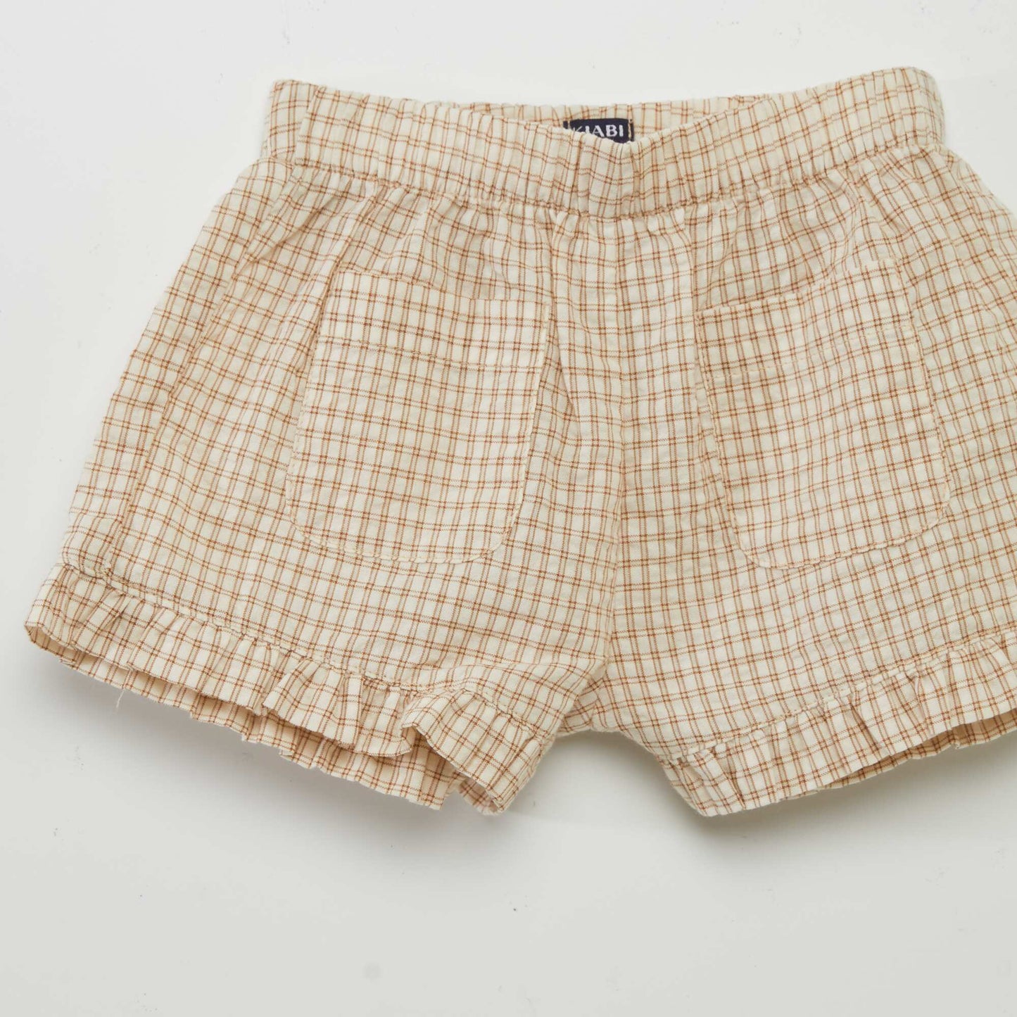 Gingham-style checked shorts BEIGE