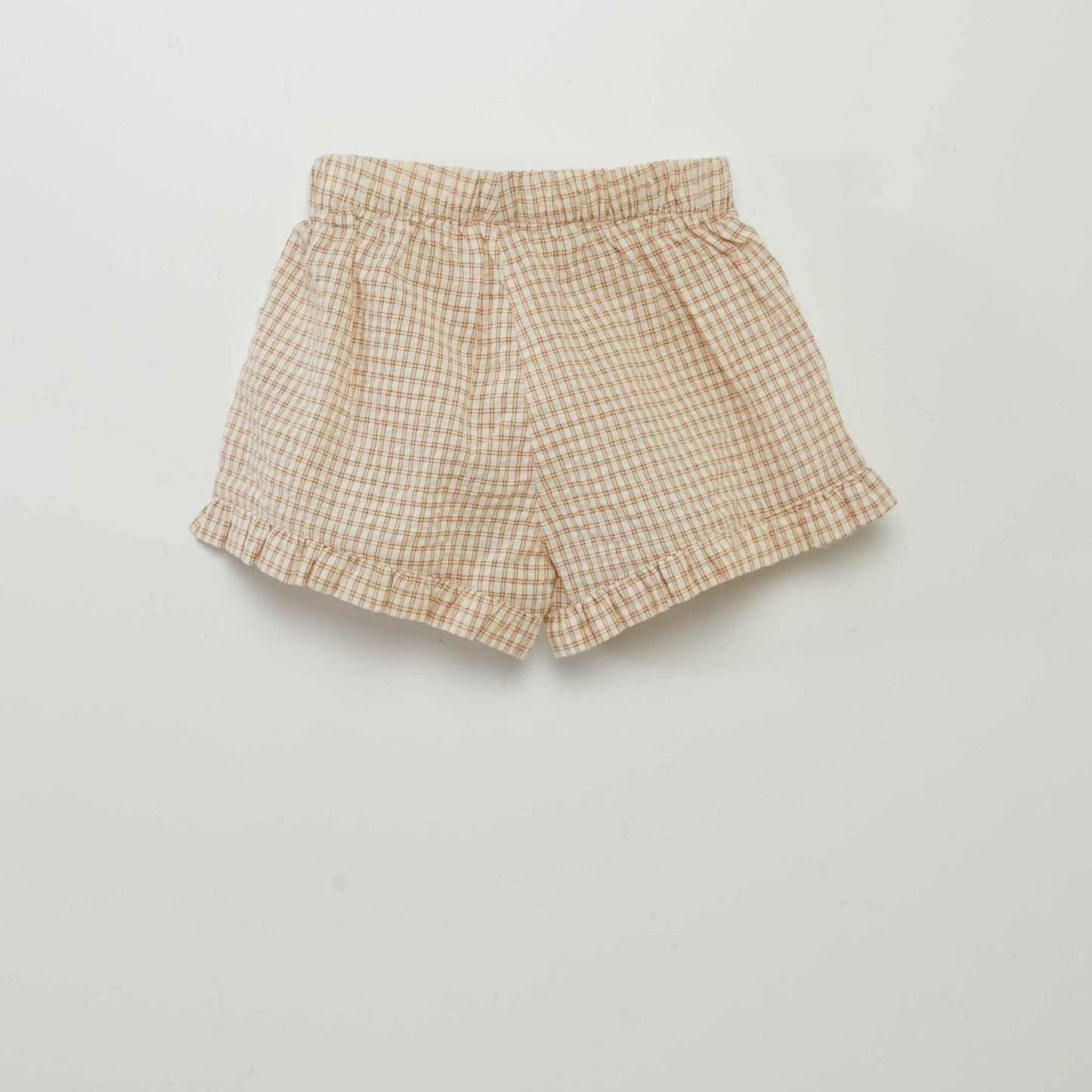 Gingham-style checked shorts BEIGE