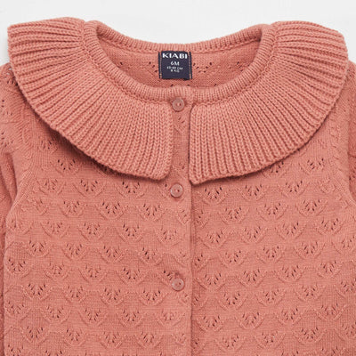 كارديجان محبوك زخرفي وردي