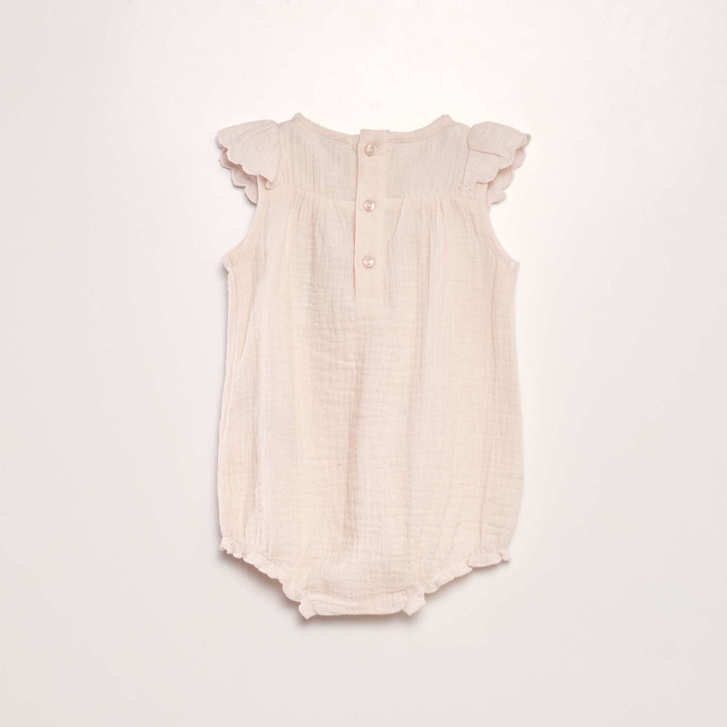 Cotton gauze ruffled romper PINK