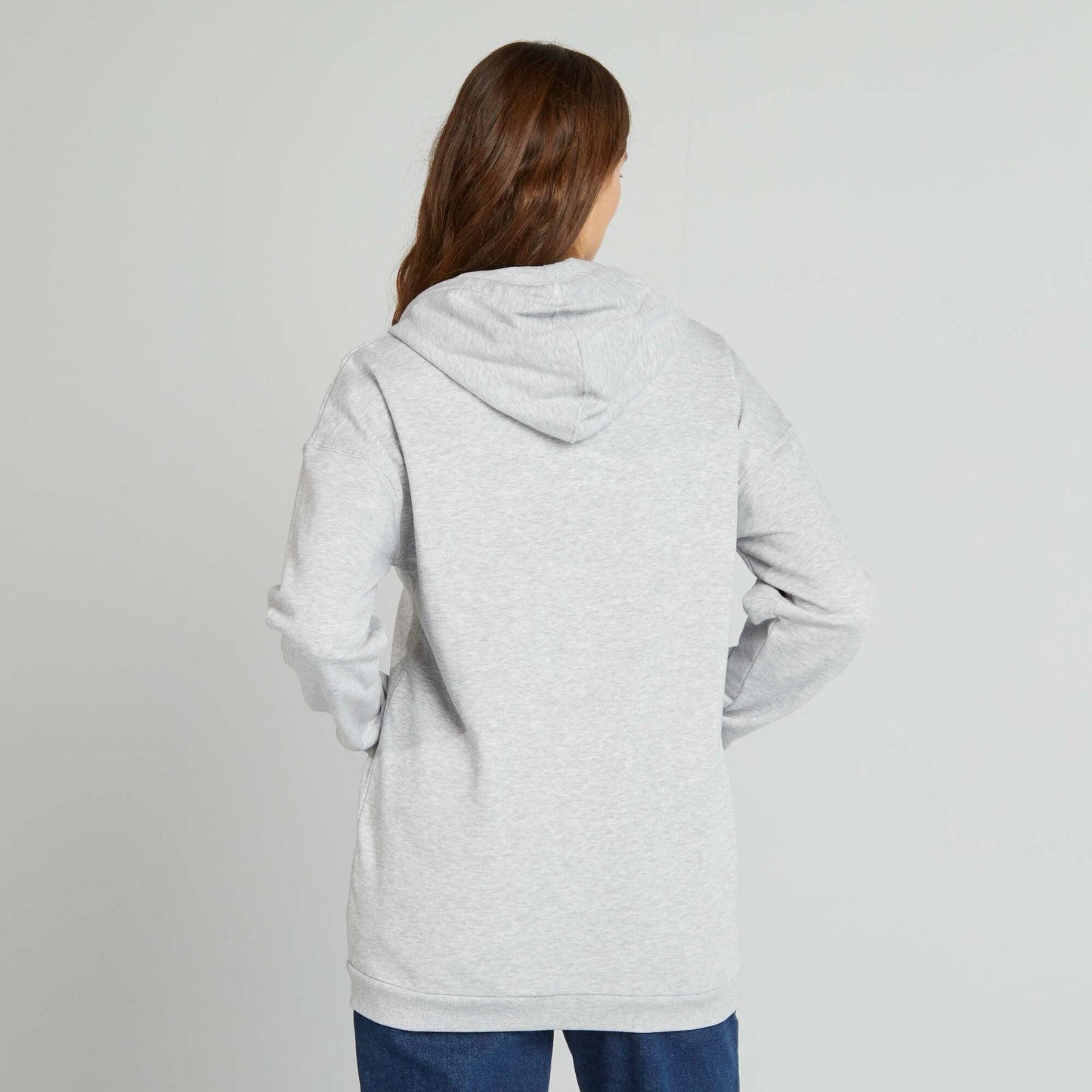 Long-sleeved zip-up sweatshirt GREY