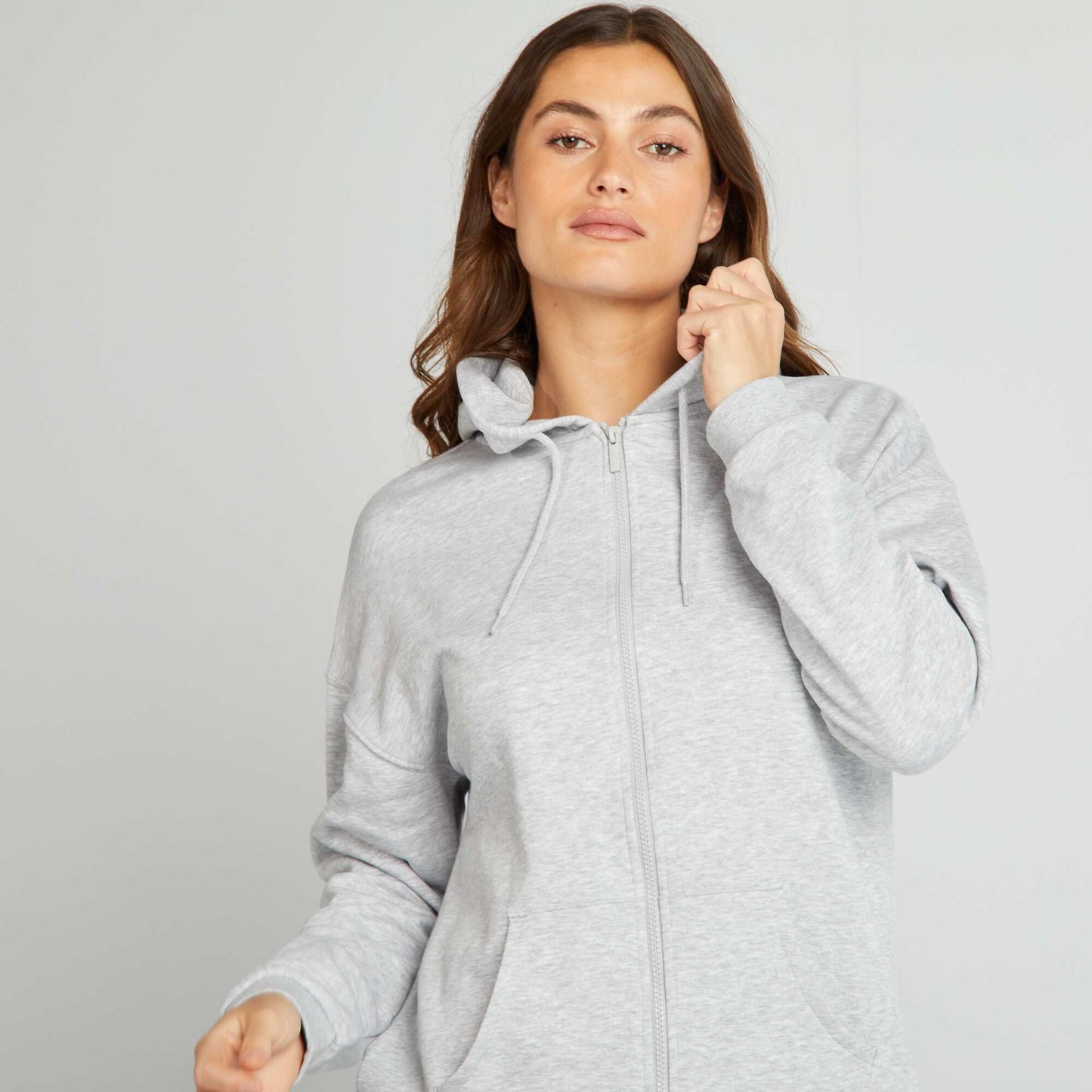 Long-sleeved zip-up sweatshirt GREY