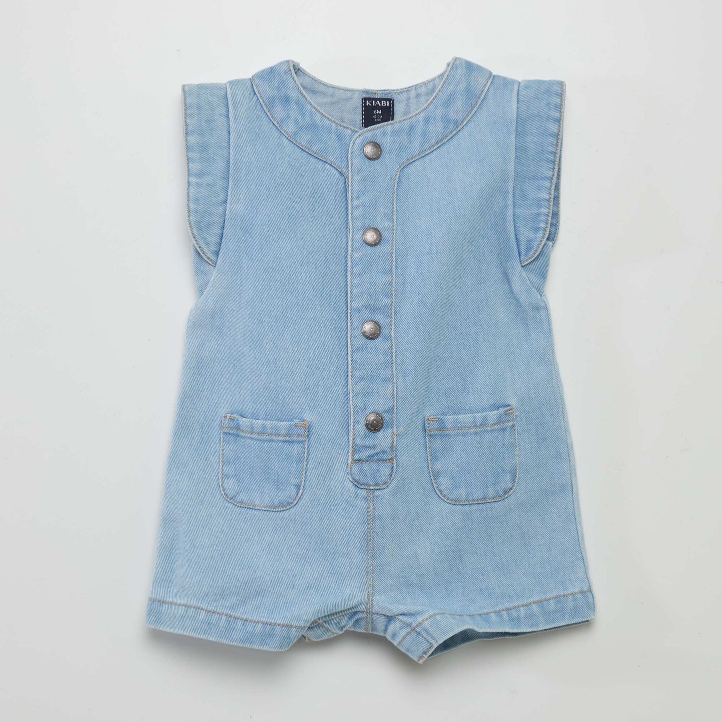 Sleeveless denim playsuit BLUE