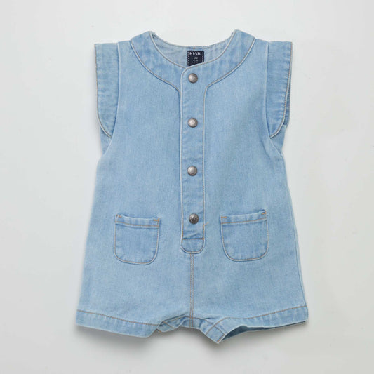 Sleeveless denim playsuit BLUE