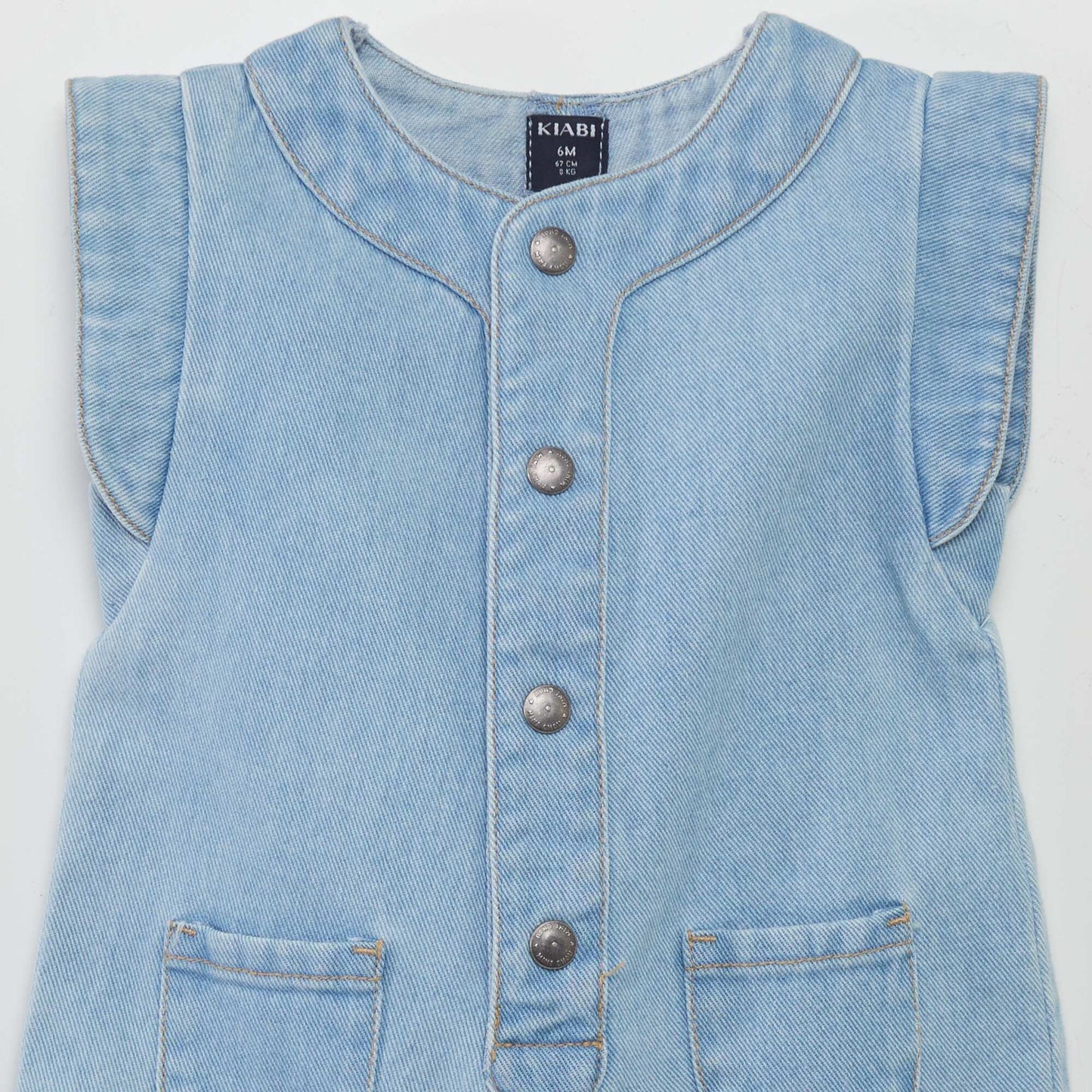 Sleeveless denim playsuit BLUE