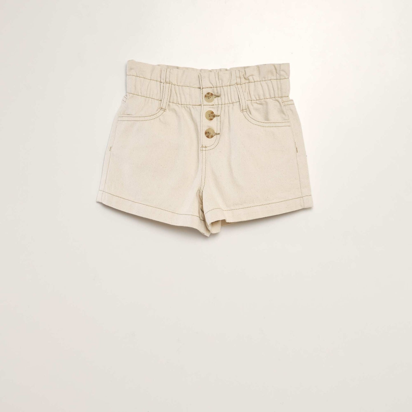 High-rise denim shorts BEIGE