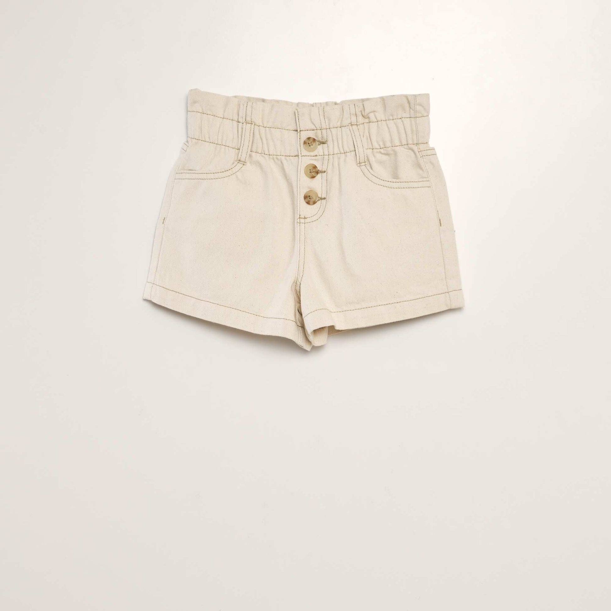 High-rise denim shorts BEIGE