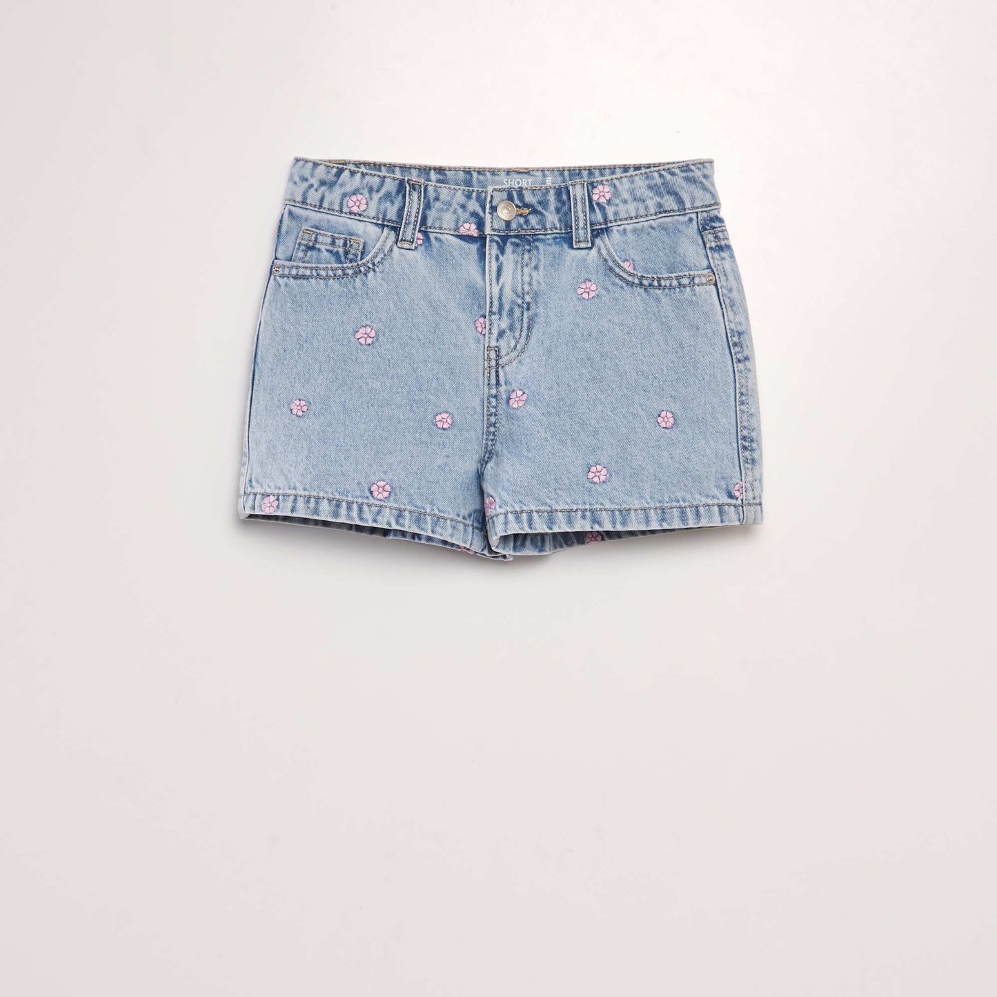 Embroidered denim shorts BLUE