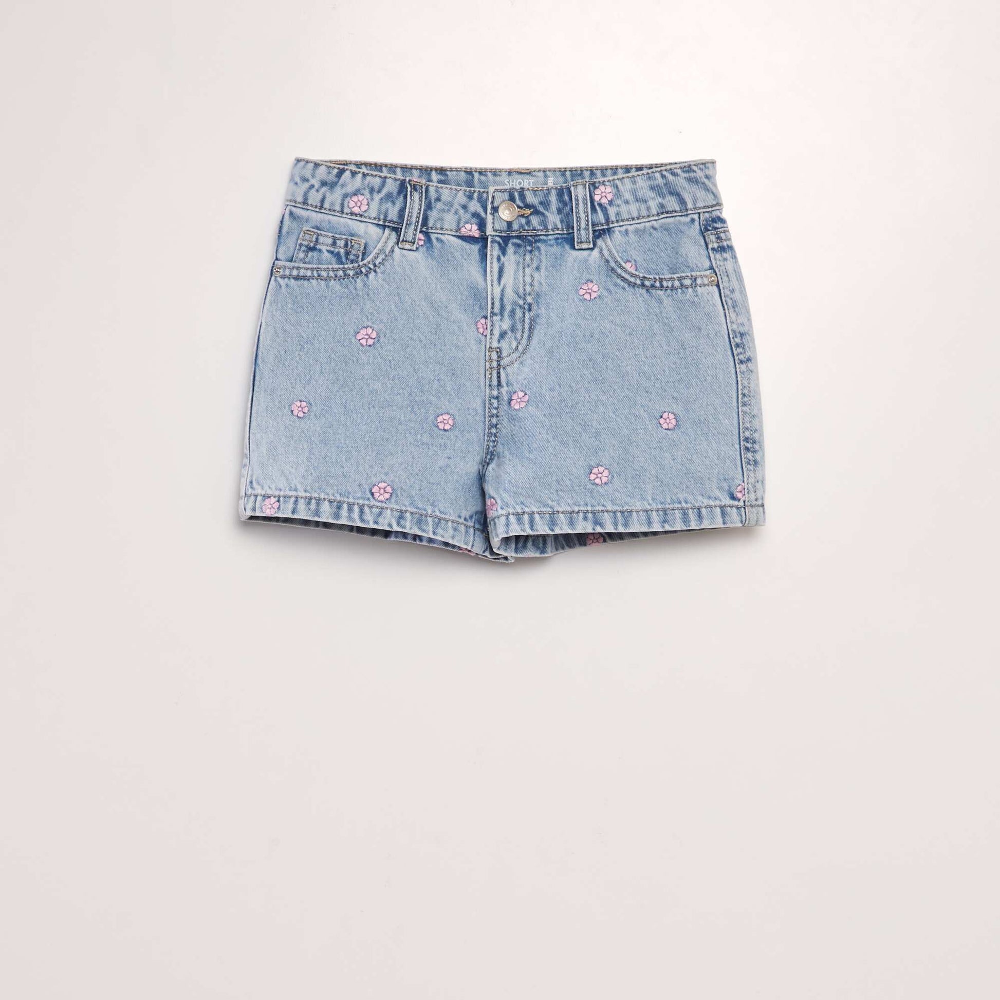 Embroidered denim shorts BLUE