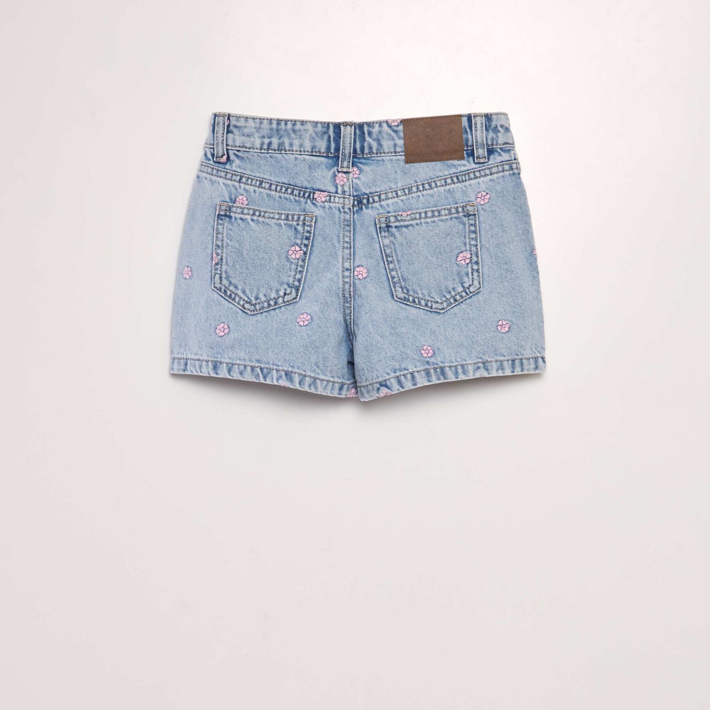 Embroidered denim shorts BLUE