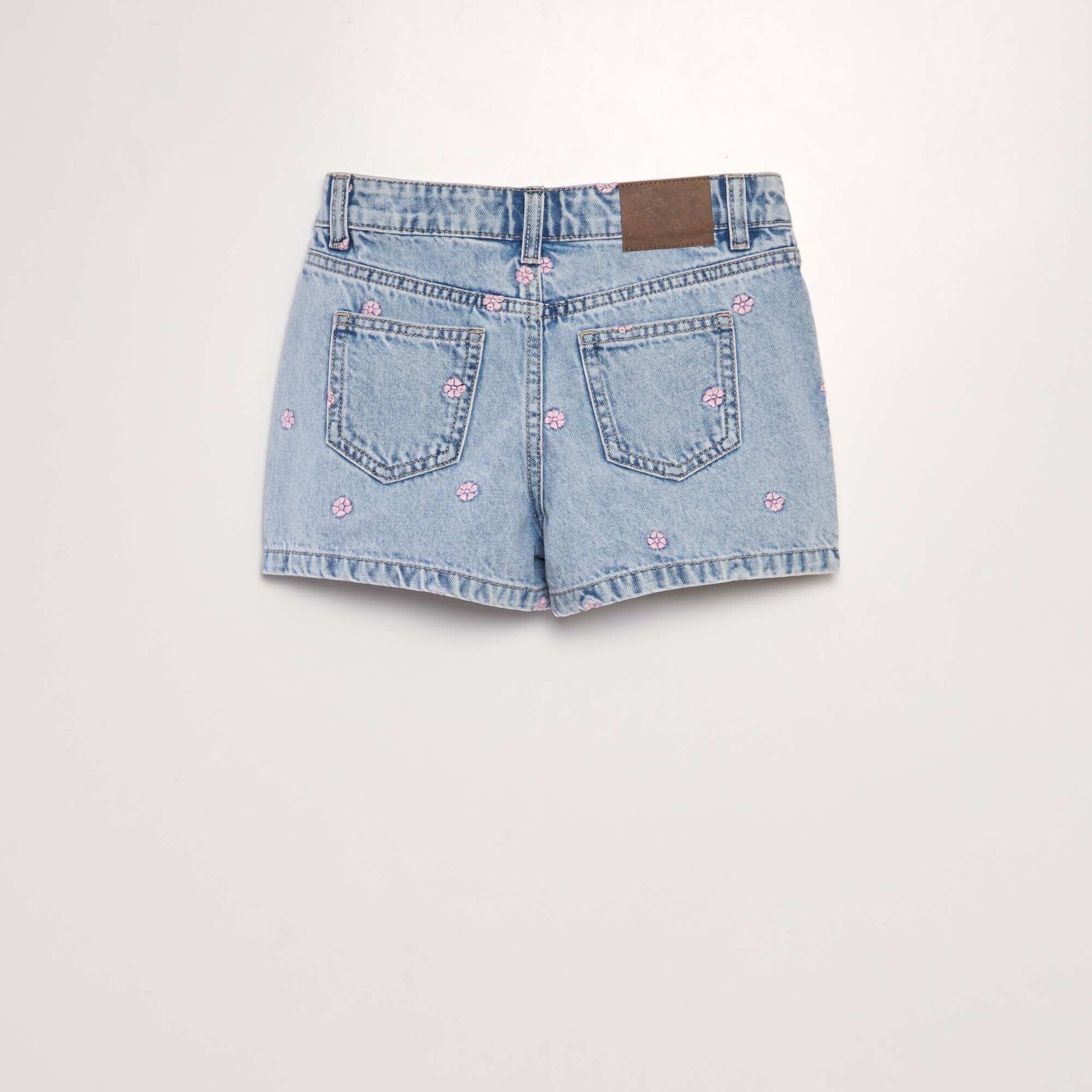 Embroidered denim shorts BLUE