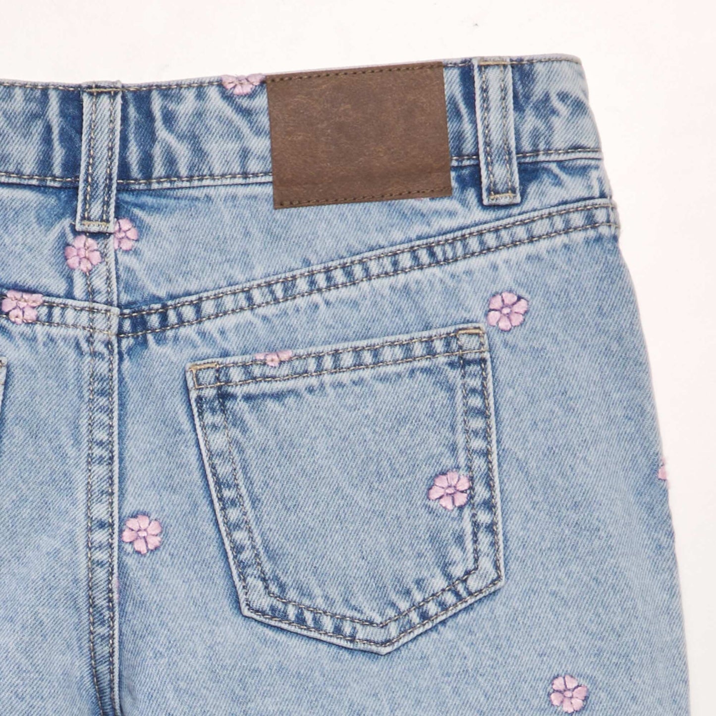 Embroidered denim shorts BLUE