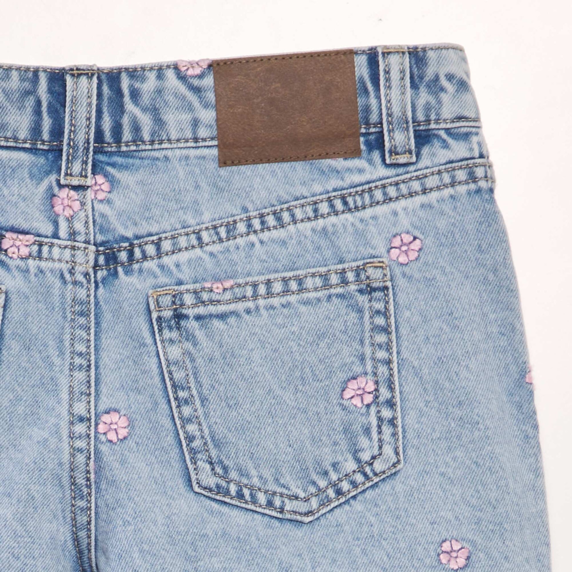 Embroidered denim shorts BLUE