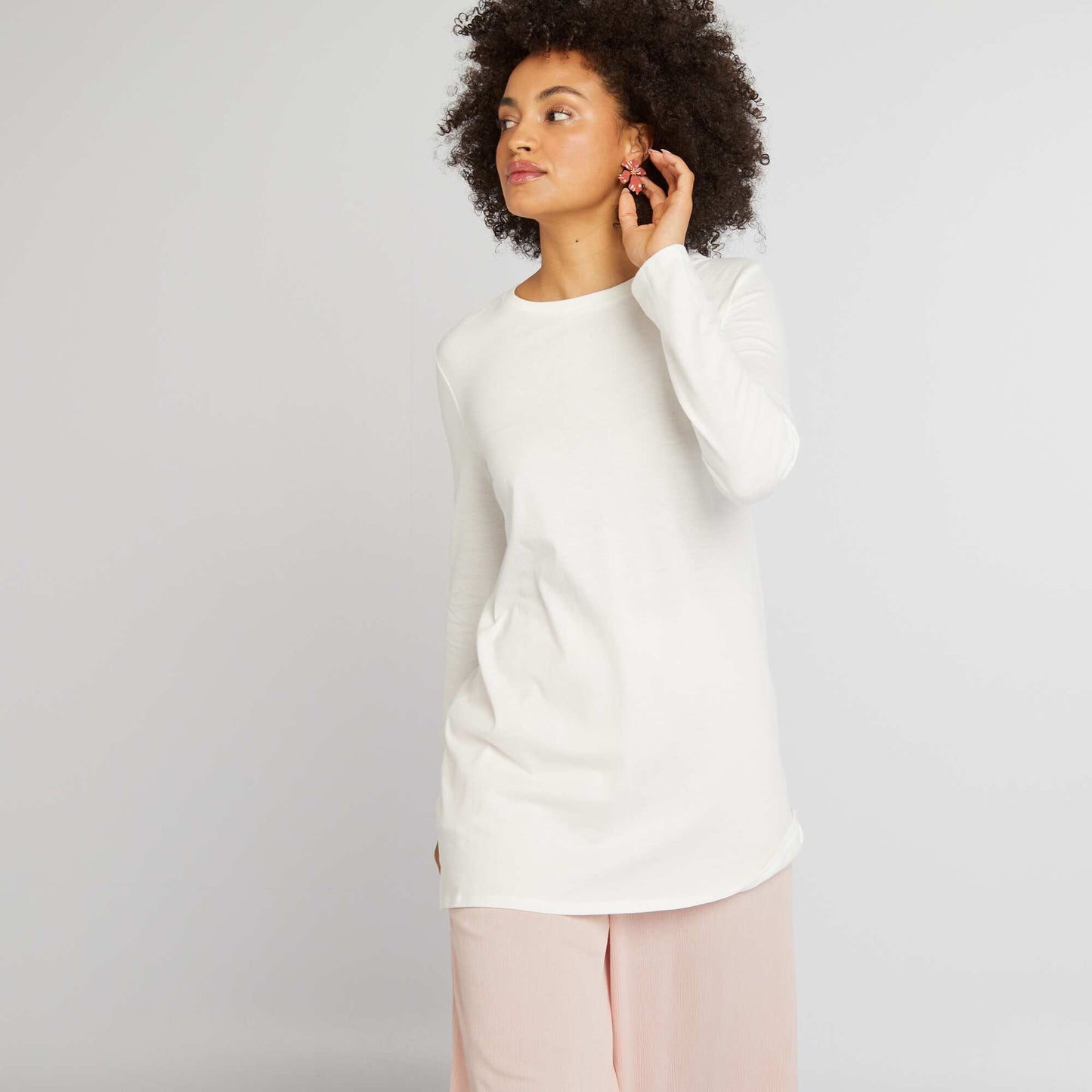 Long-sleeved long T-shirt BEIGE