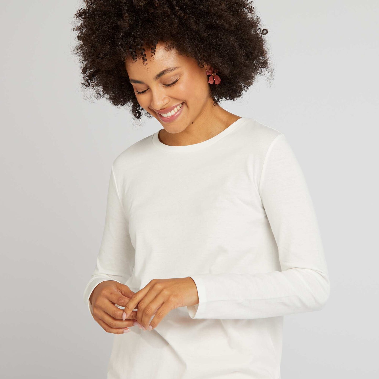 Long-sleeved long T-shirt BEIGE