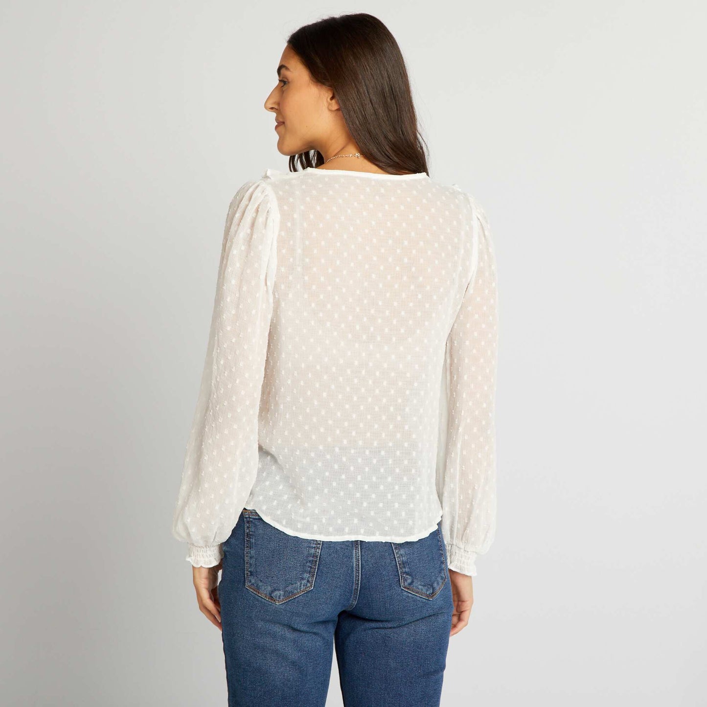 Cropped dotted Swiss blouse WHITE