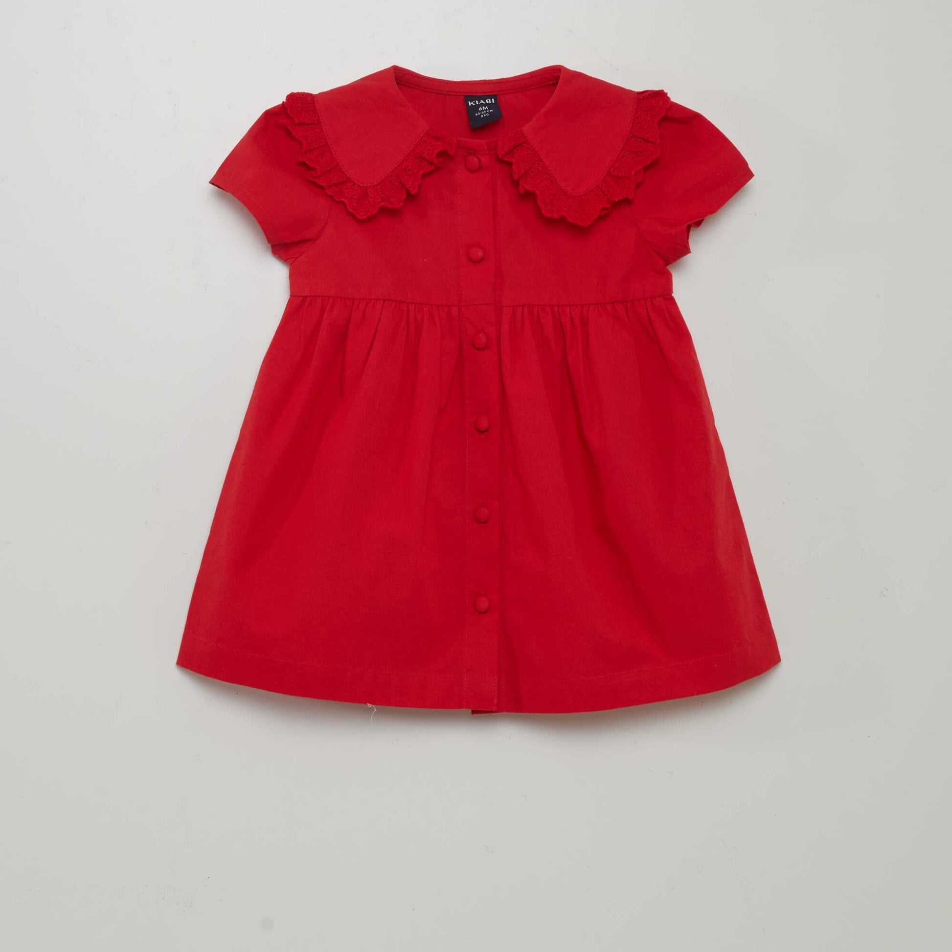 Poplin dress with small collar RED
