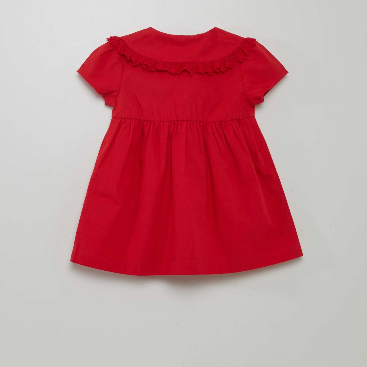 Poplin dress with small collar RED