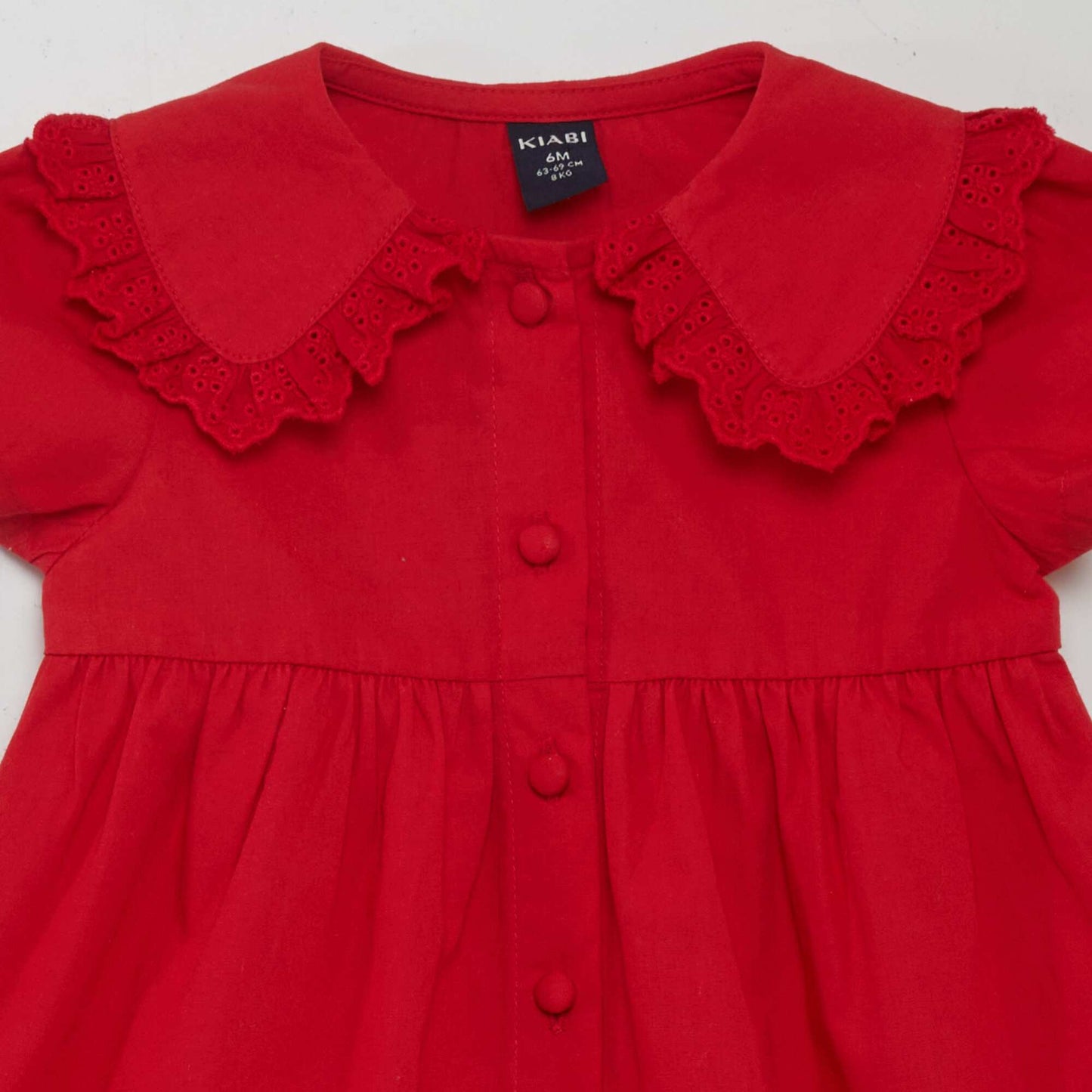 Poplin dress with small collar RED