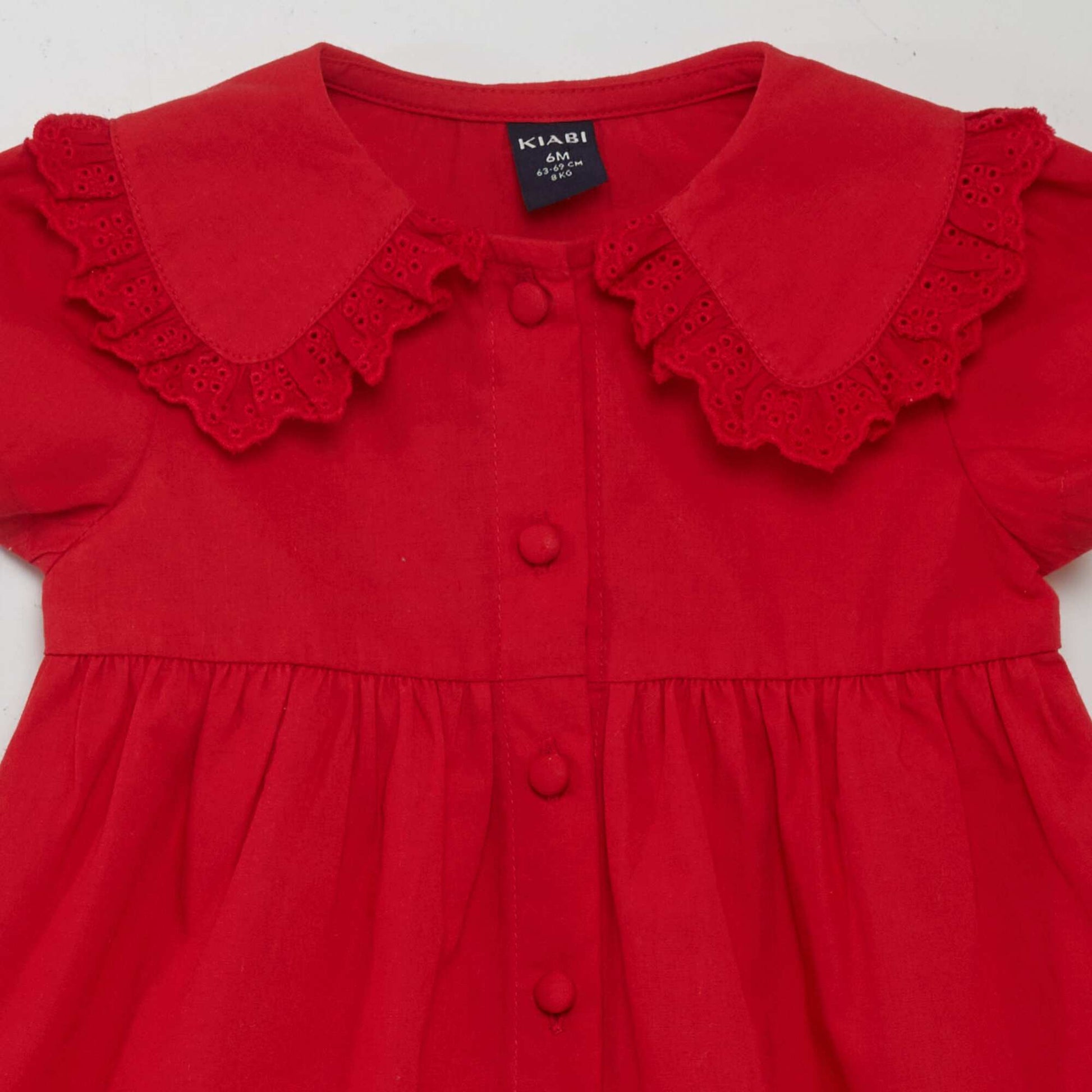 Poplin dress with small collar RED