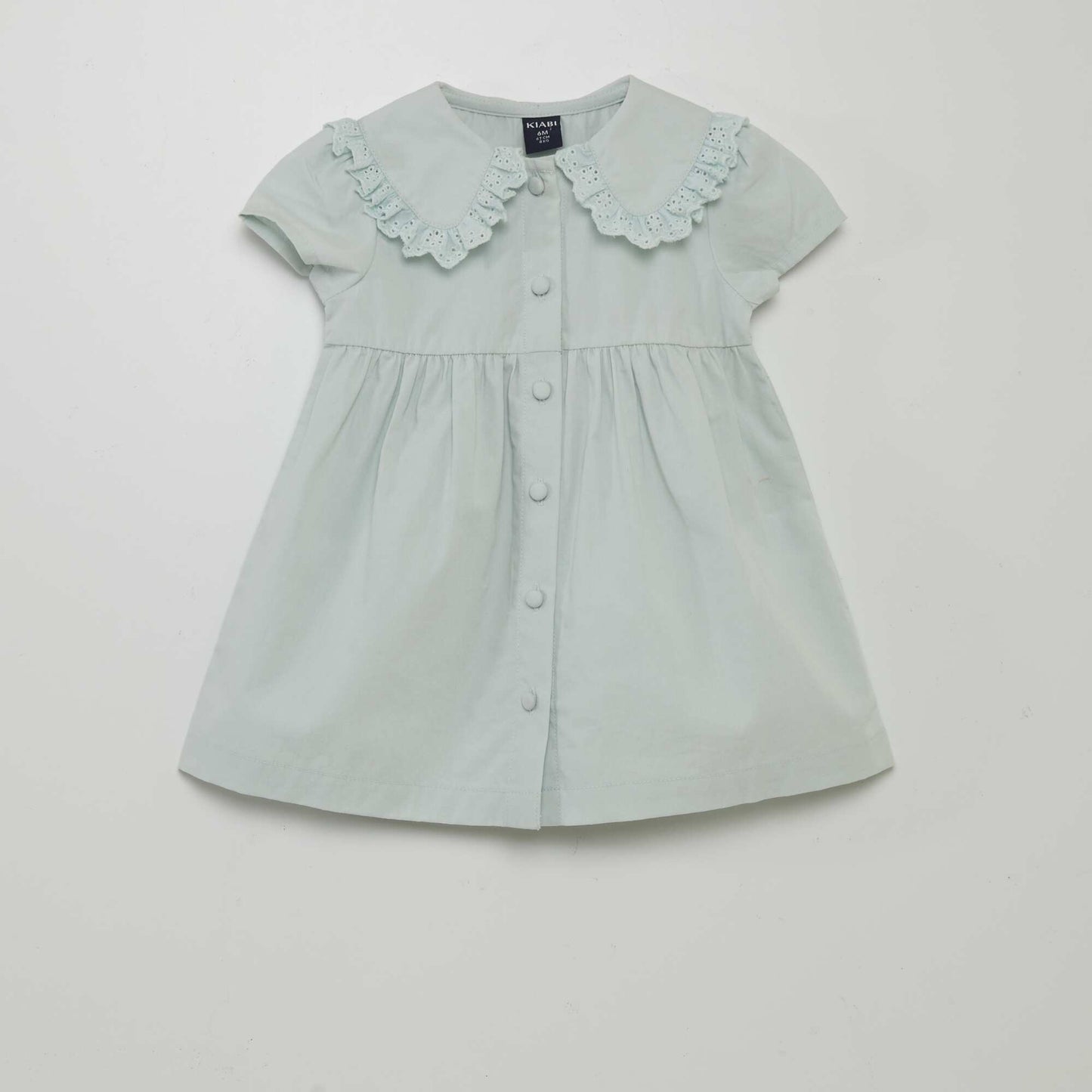 Poplin dress with small collar BLUE