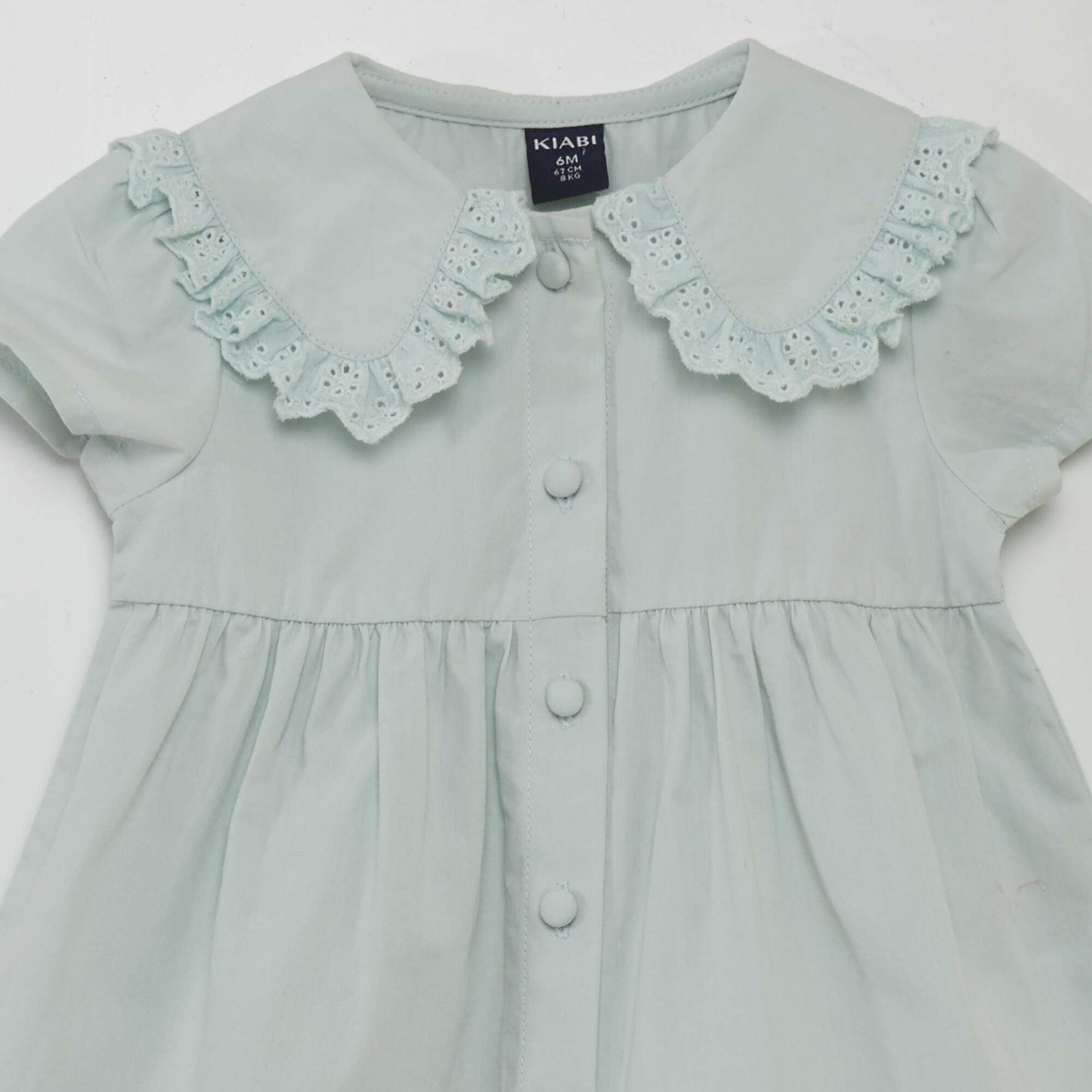 Poplin dress with small collar BLUE