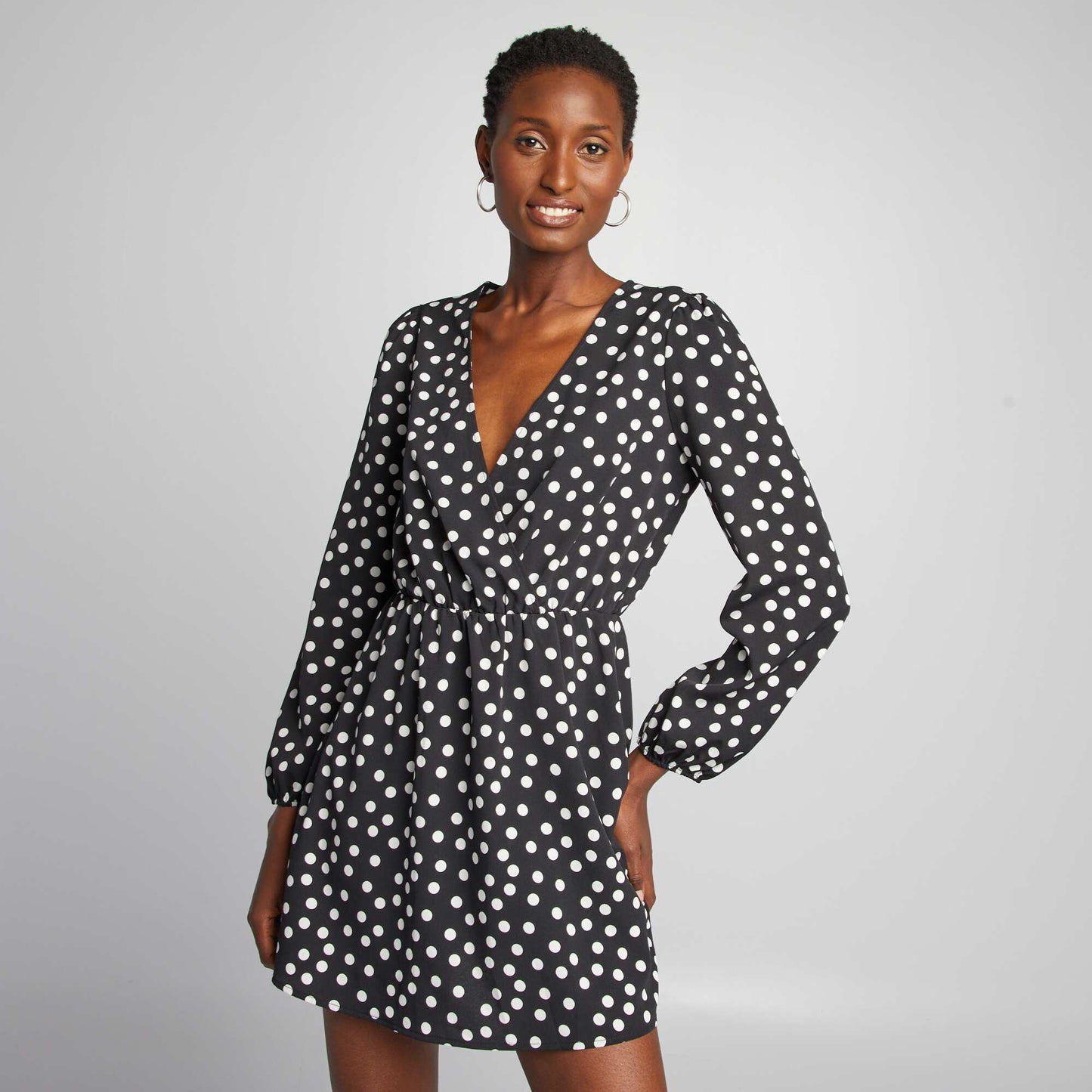 Printed wrap dress BLACK