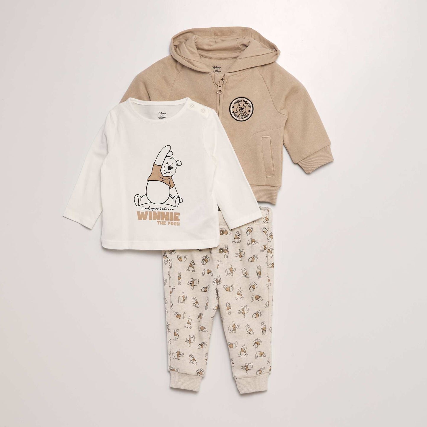 Winnie the Pooh T-shirt  sweatshirt and trousers set - 3-piece set BEIGE