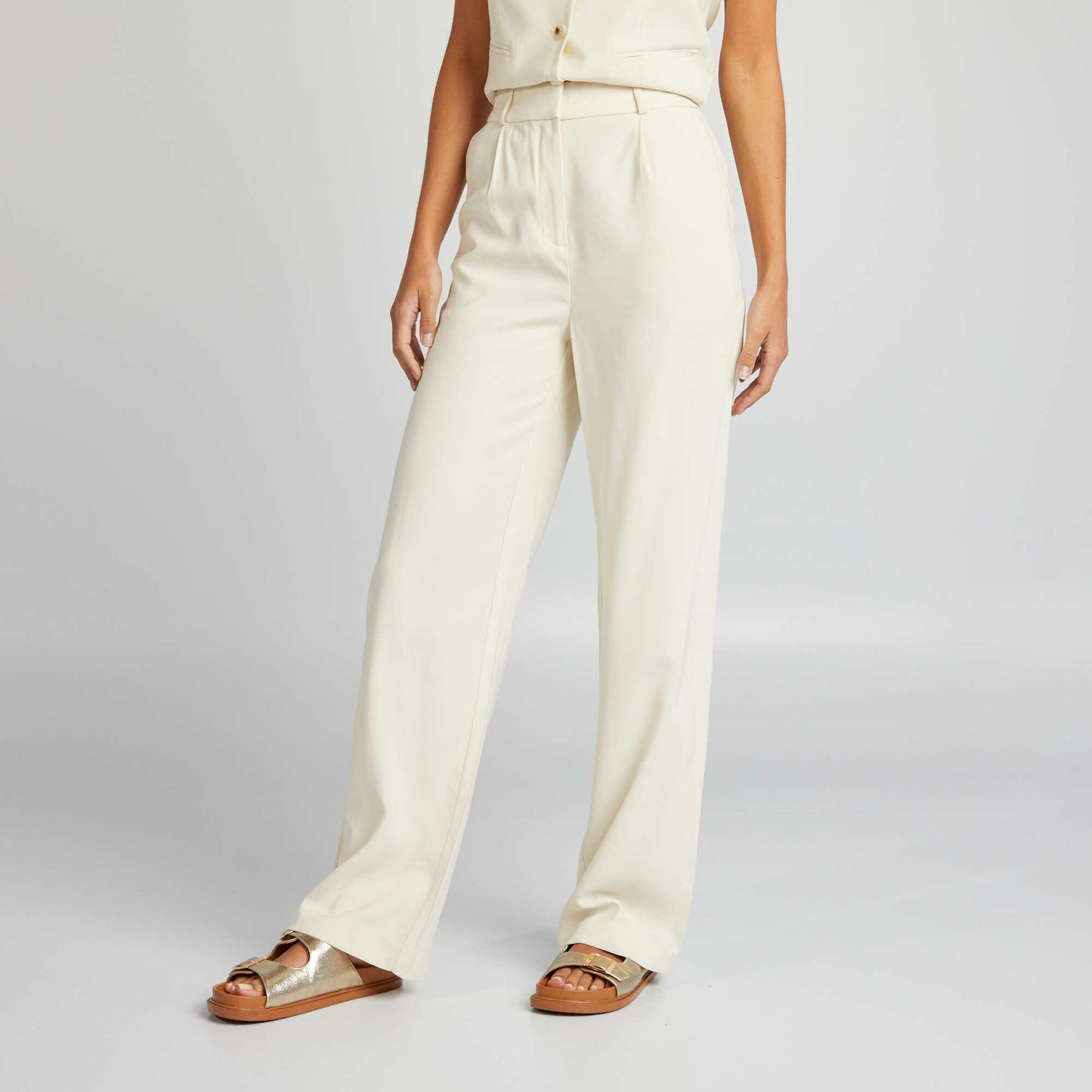 Straight-leg twill trousers BEIGE