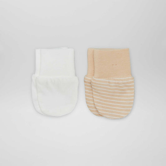 Pack of 2 pairs of scratch mitts BEIGE