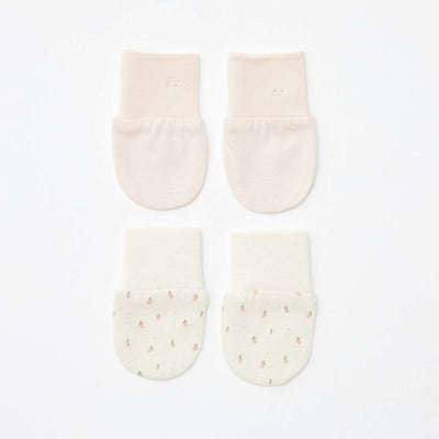Pack of 2 pairs of scratch mitts BEIGE