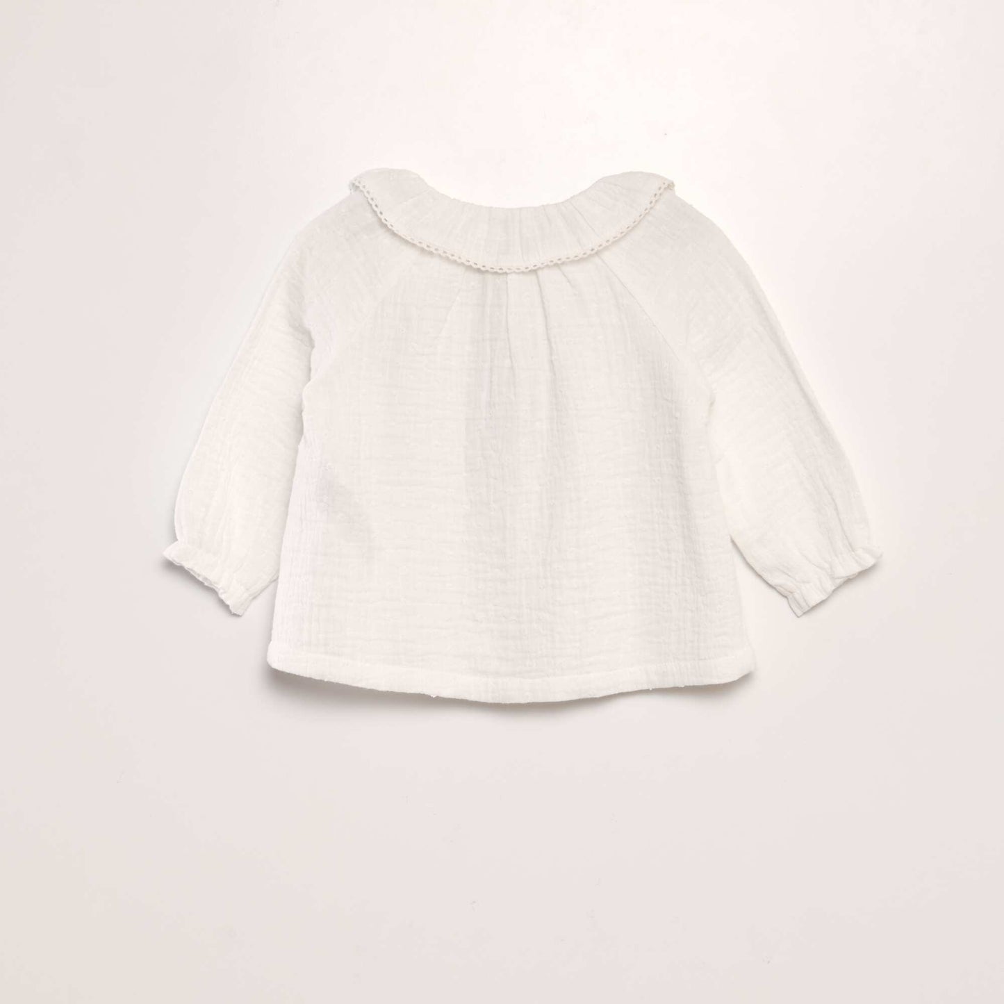 Dotted cotton gauze blouse WHITE