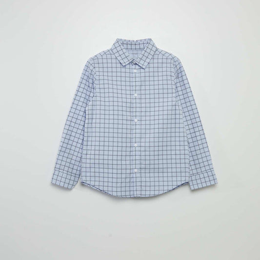 Printed poplin shirt BLUE