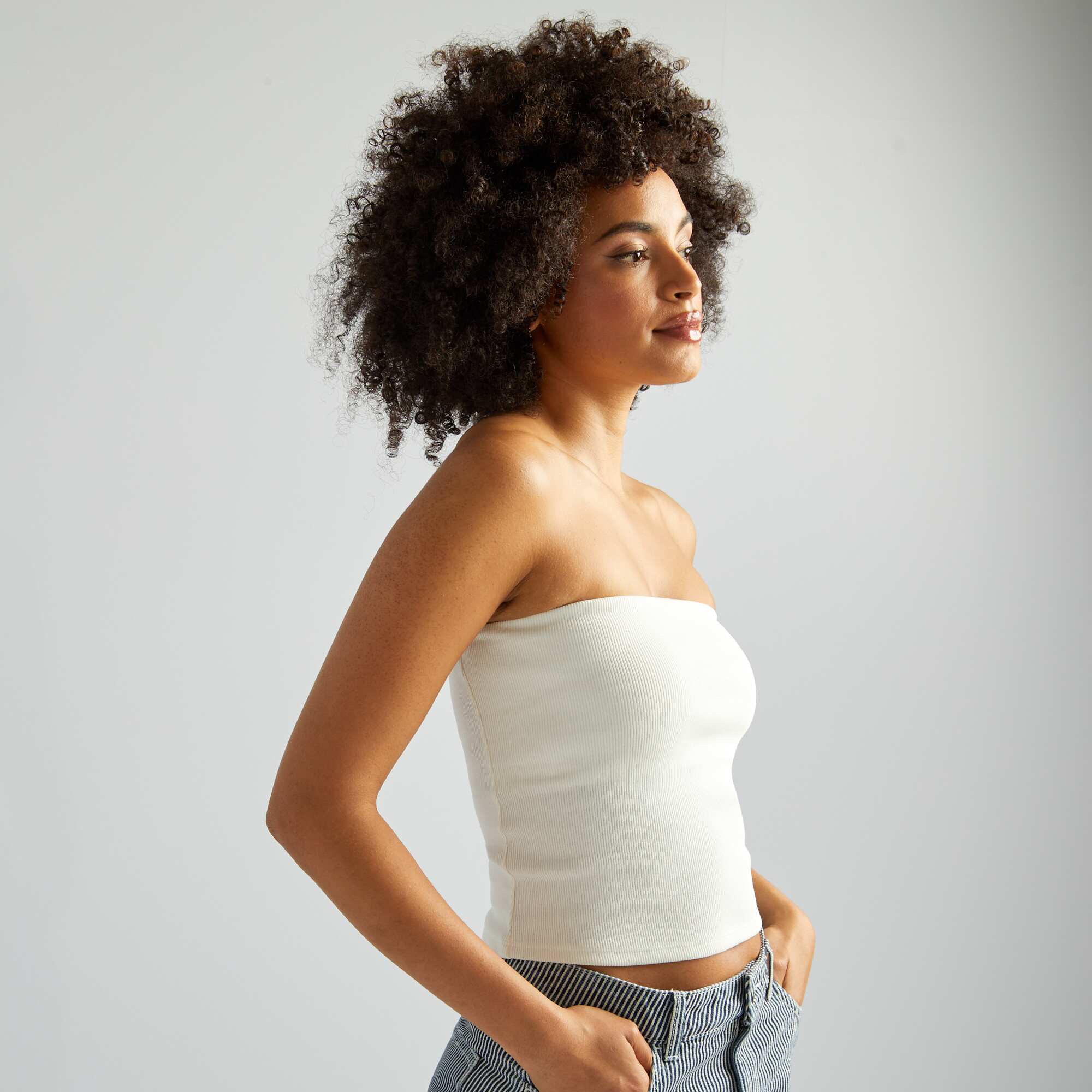 White ribbed tube top new arrivals