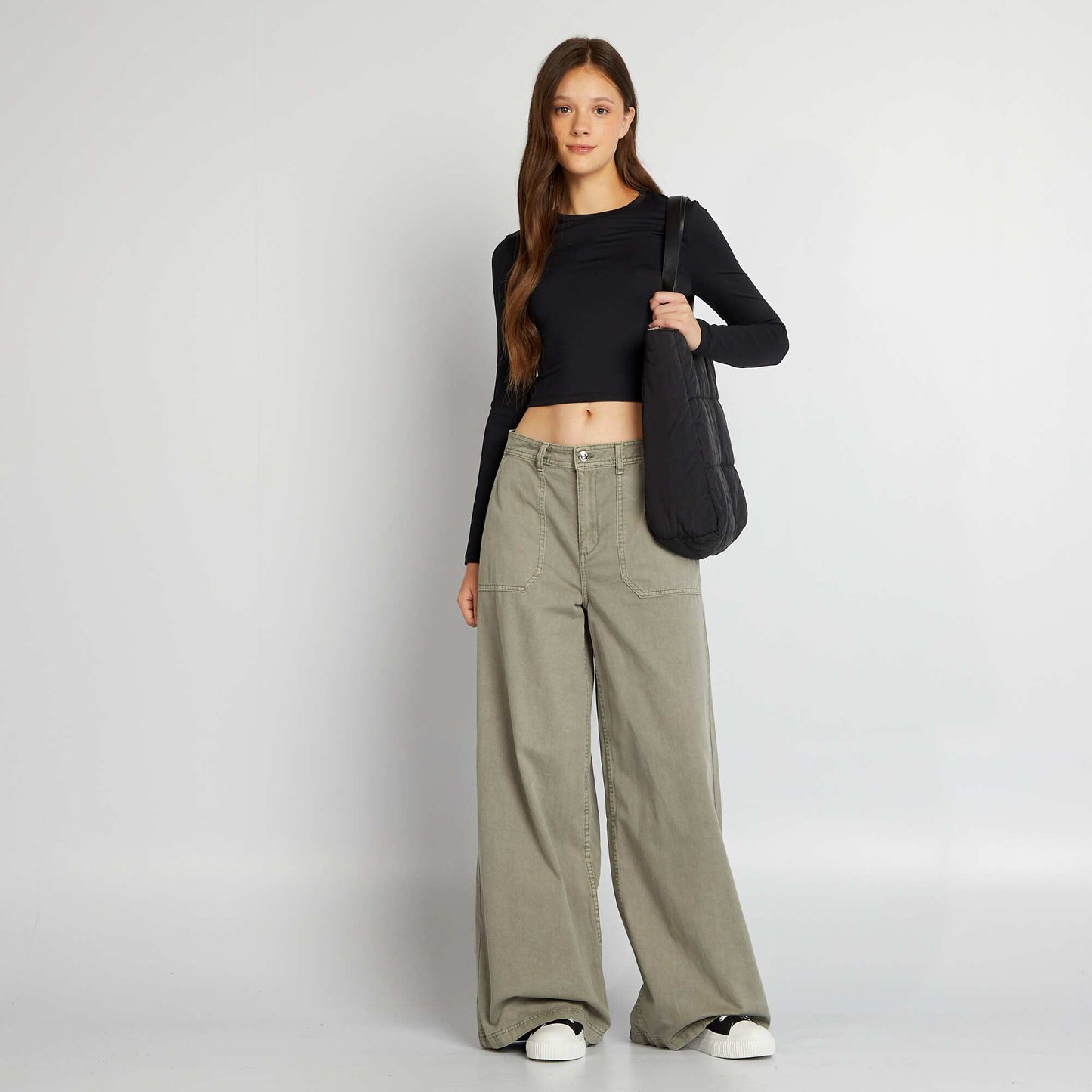 Wide-leg trousers with roomy pockets GREEN