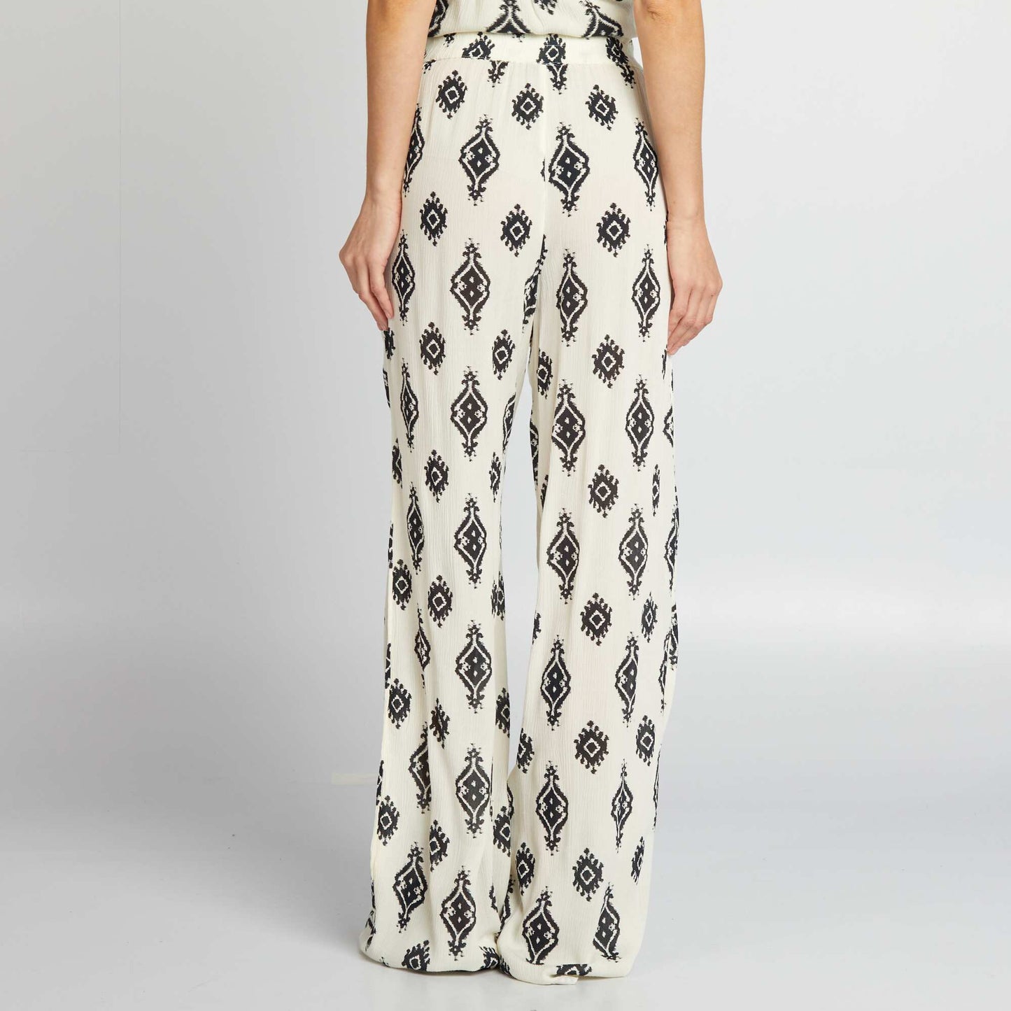 Flowing printed wide-leg trousers WHITE