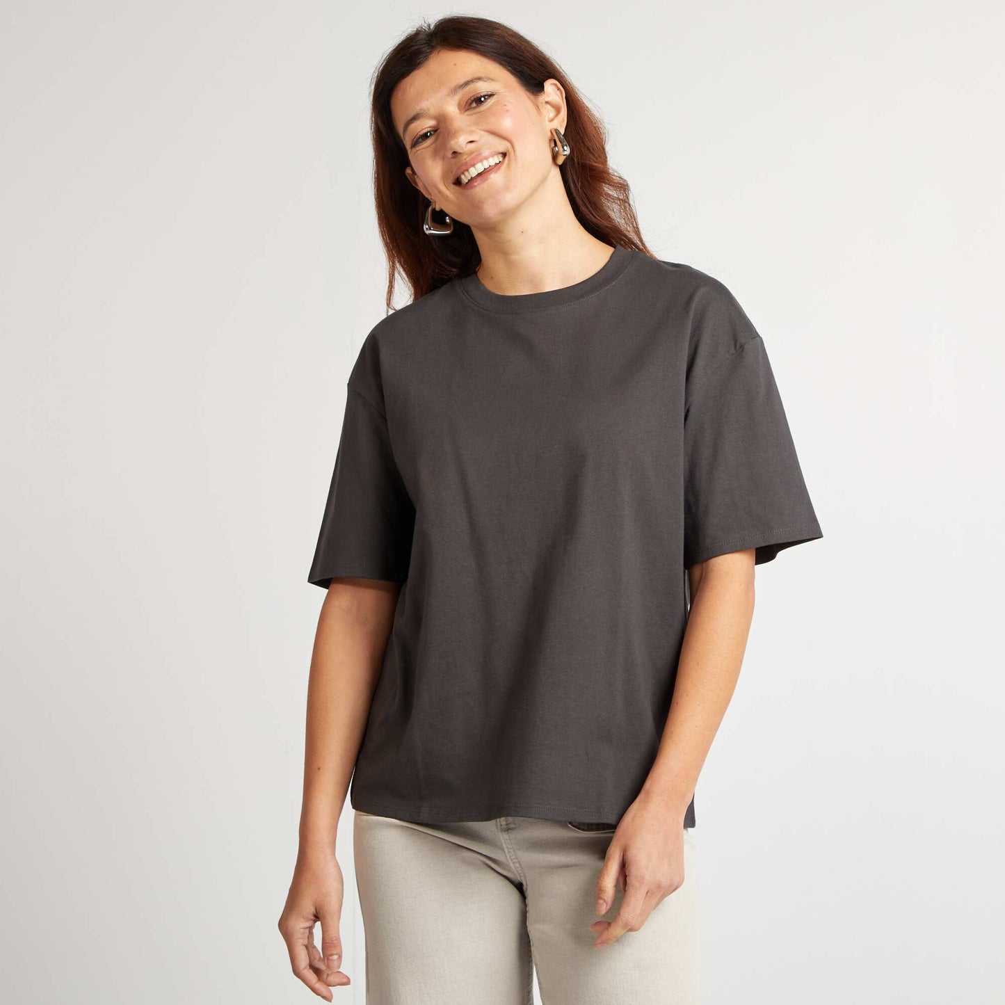 Oversized round neck T-shirt BLACK