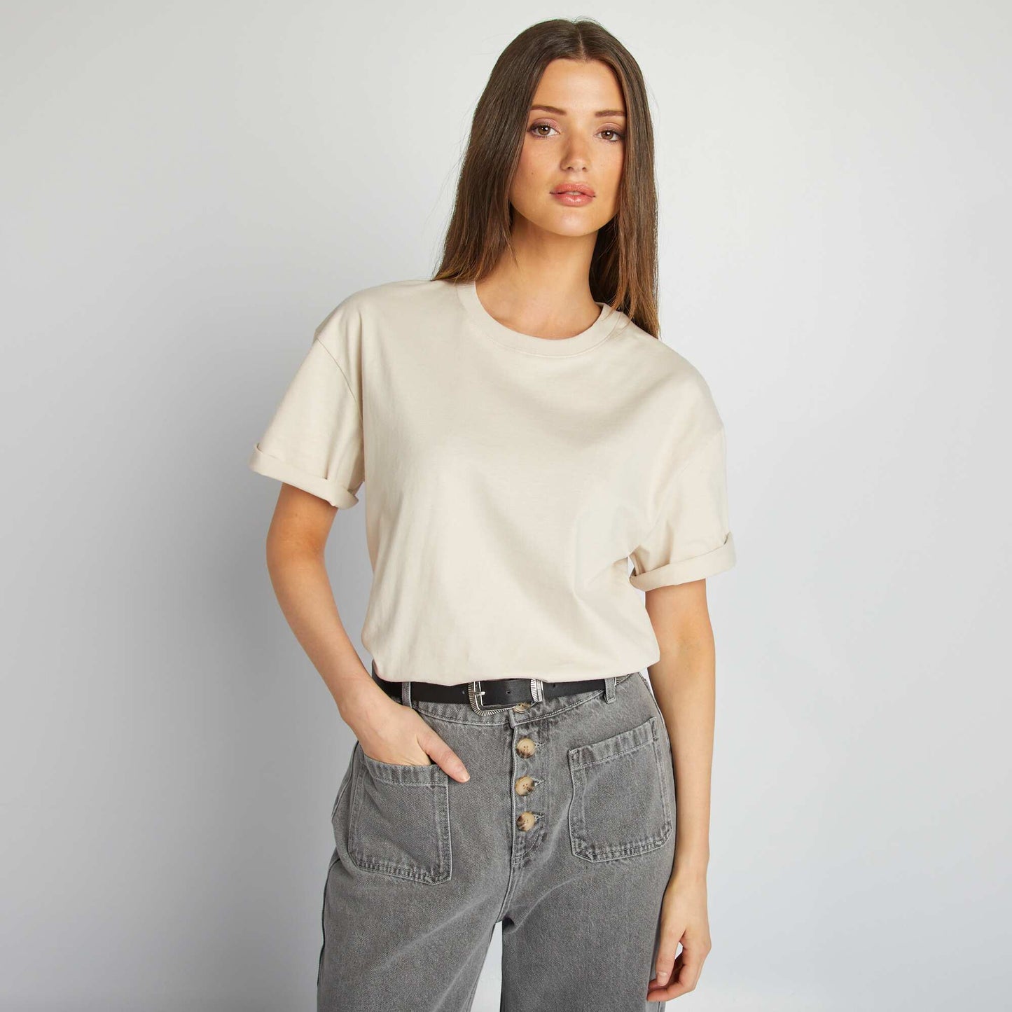 Oversized round neck T-shirt GREY