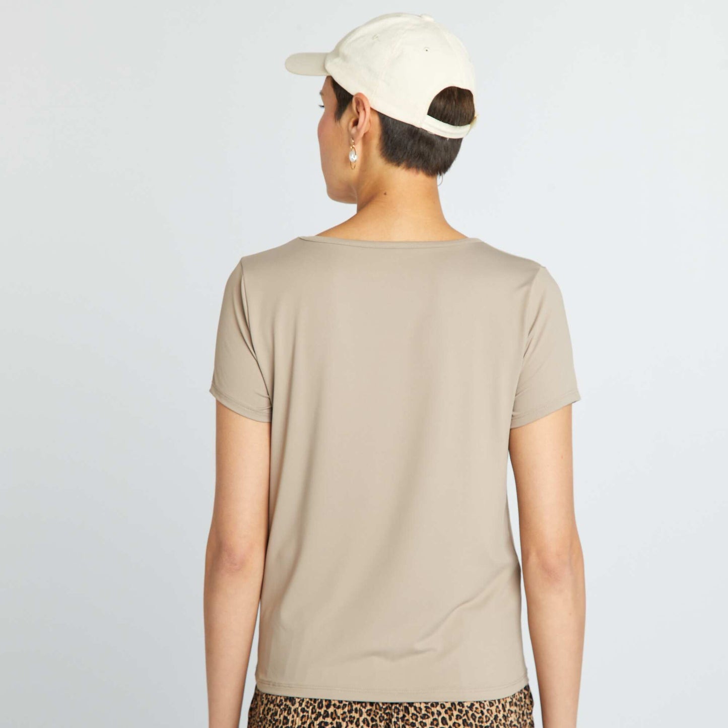 Short-sleeved microfibre T-shirt BEIGE