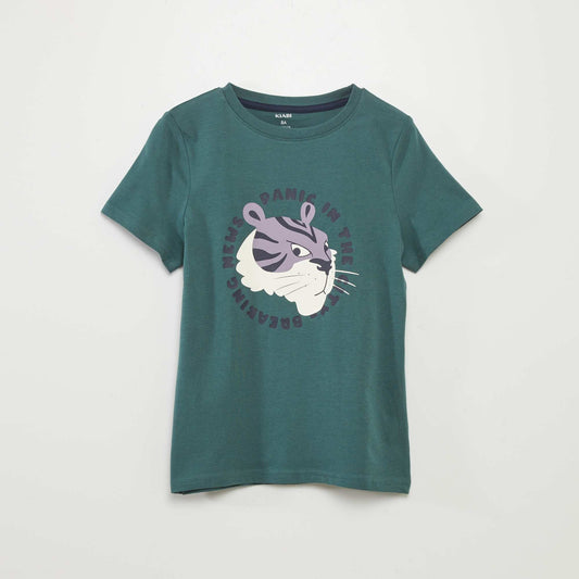 Printed short-sleeved T-shirt GREEN