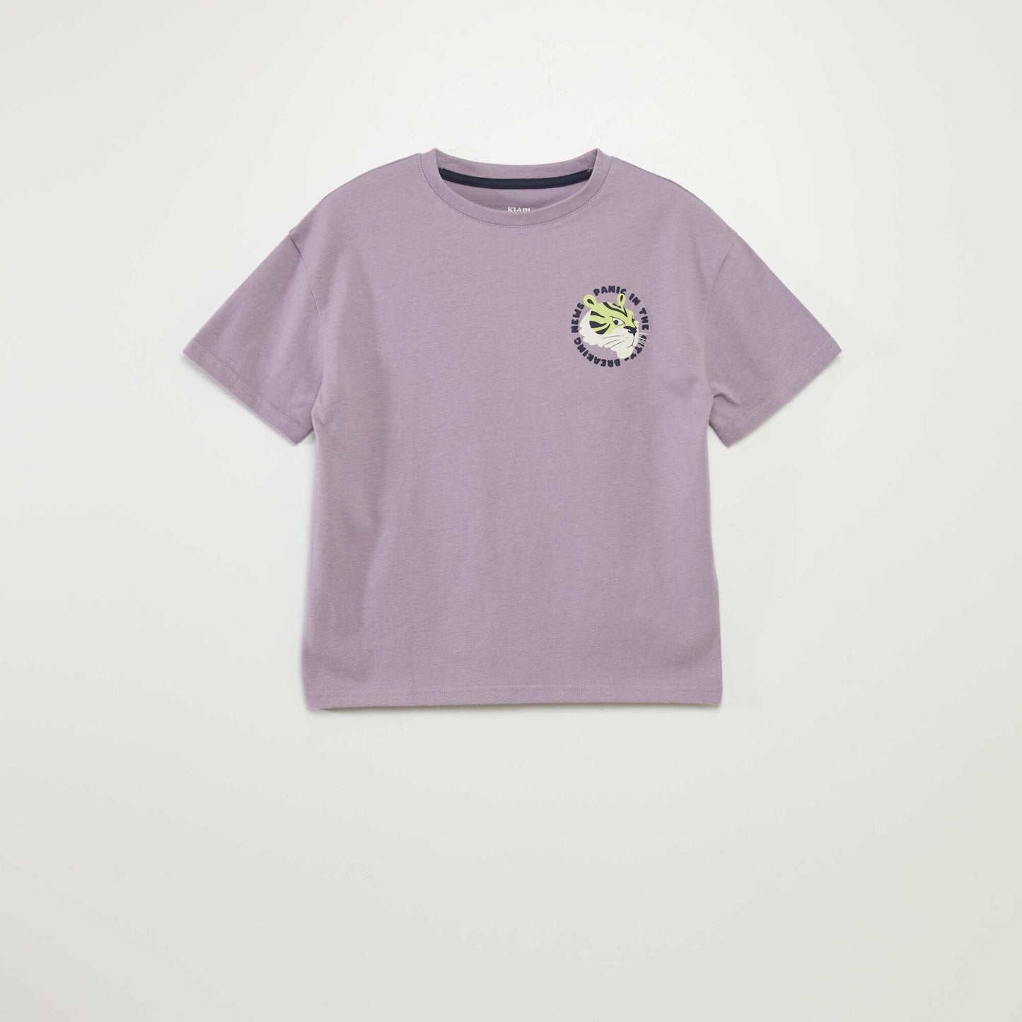 Roomy T-shirt with print on the front and back PURPLE