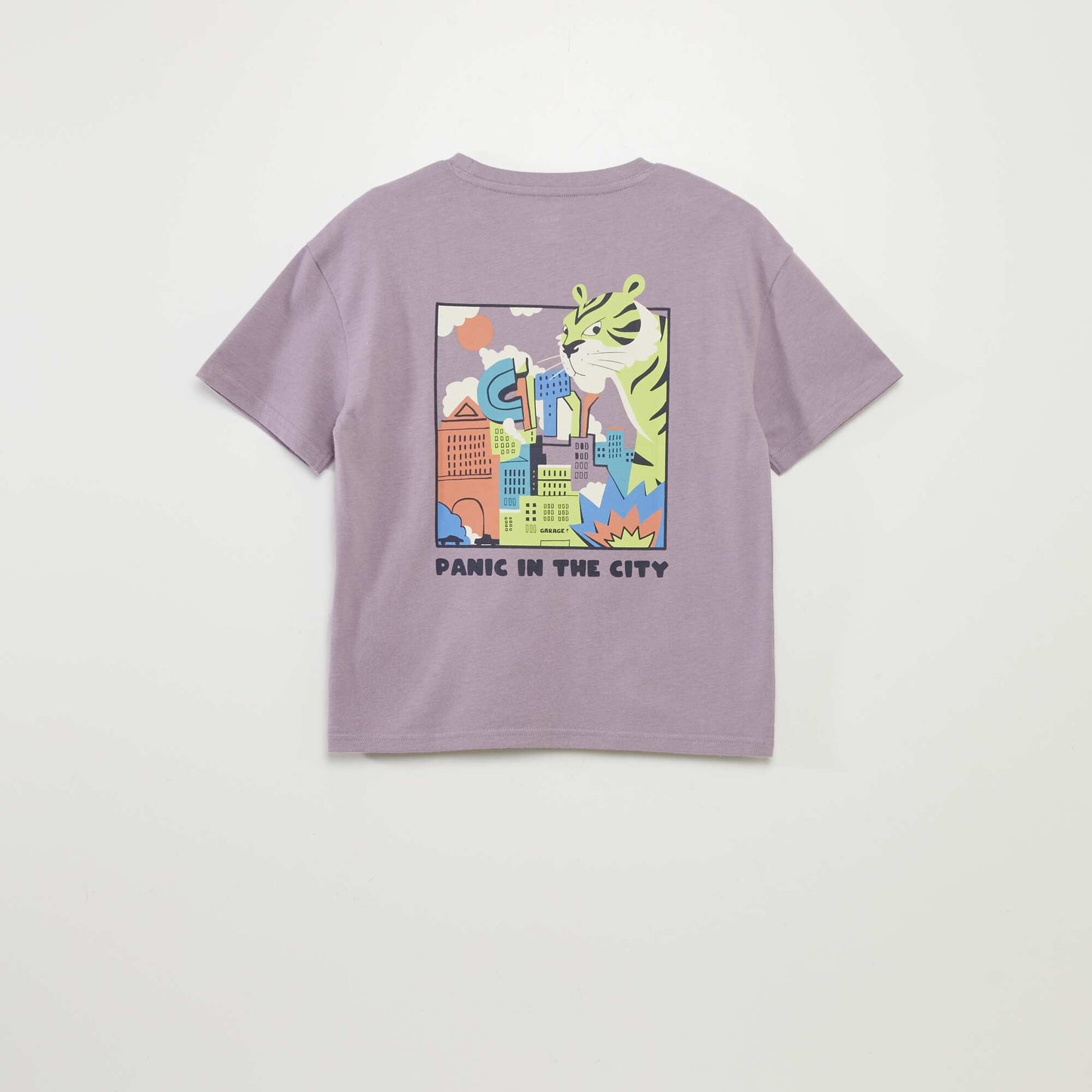 Roomy T-shirt with print on the front and back PURPLE