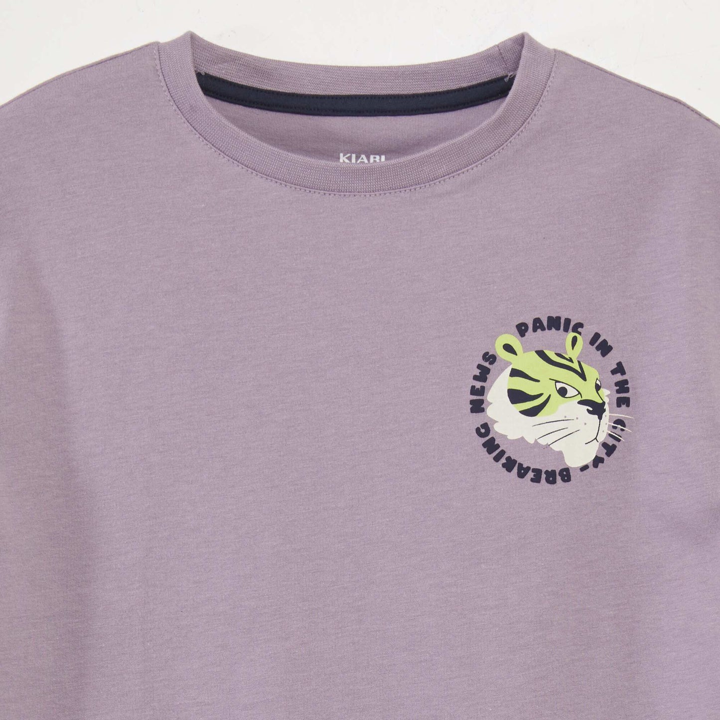 Roomy T-shirt with print on the front and back PURPLE