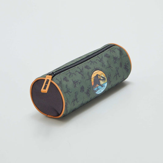 'Jurassic Park' cylindrical wash bag GREEN