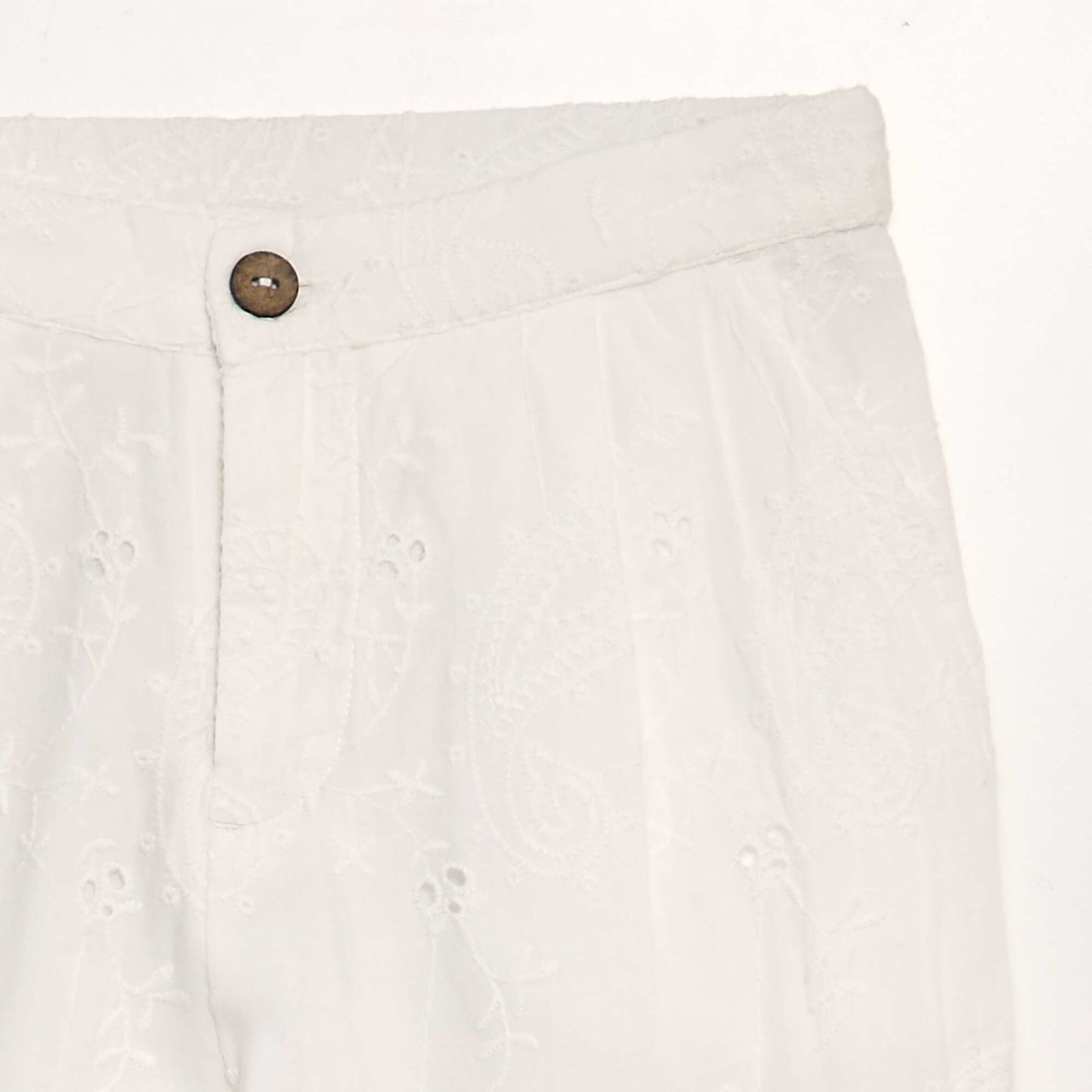 Wide-leg trousers with broderie anglaise WHITE