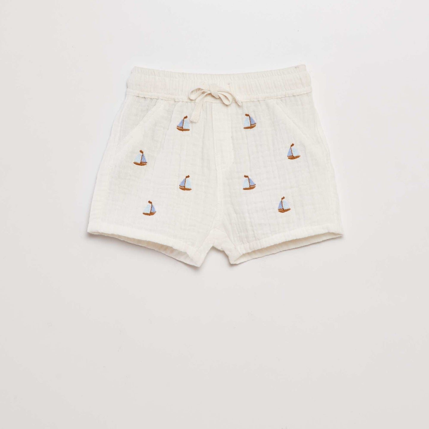 Double cotton gauze shorts WHITE