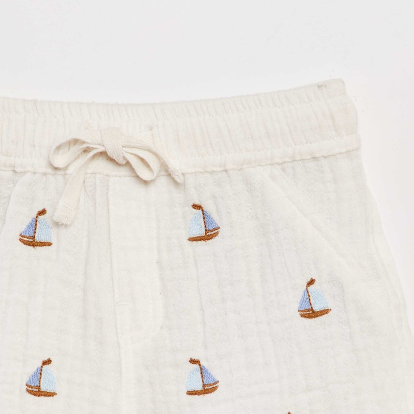 Double cotton gauze shorts WHITE