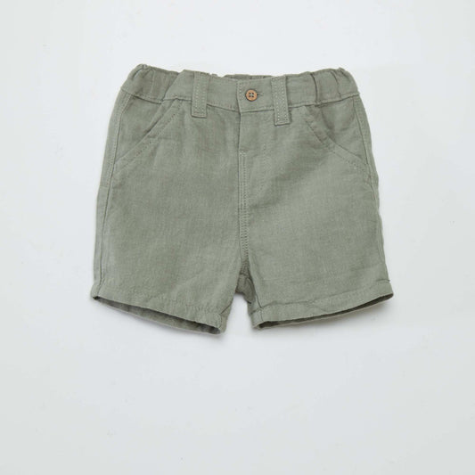 Linen-blend shorts GREEN